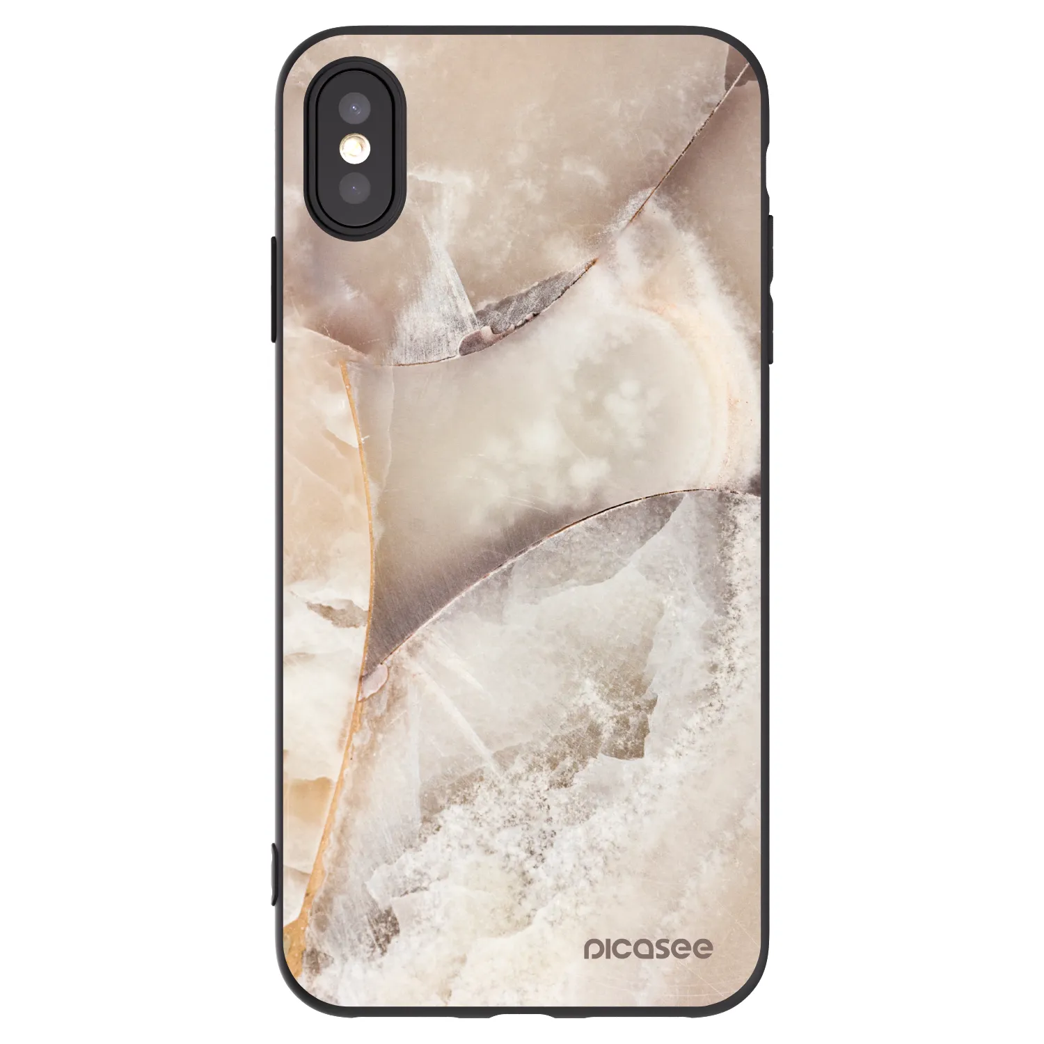 Picasee silikonowe czarne etui na Apple iPhone XS Max - Cream marble