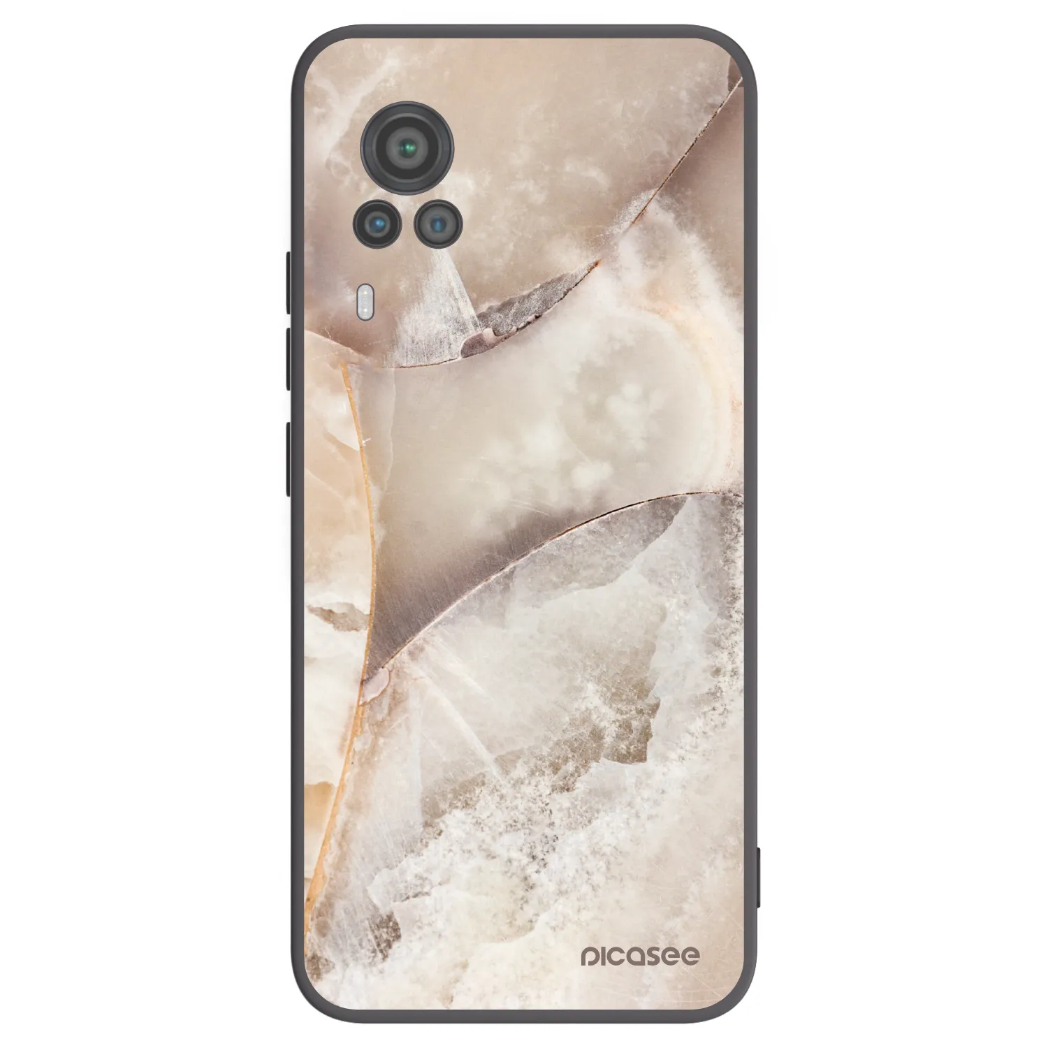 Picasee silikonowe czarne etui na Vivo X60 Pro 5G - Cream marble