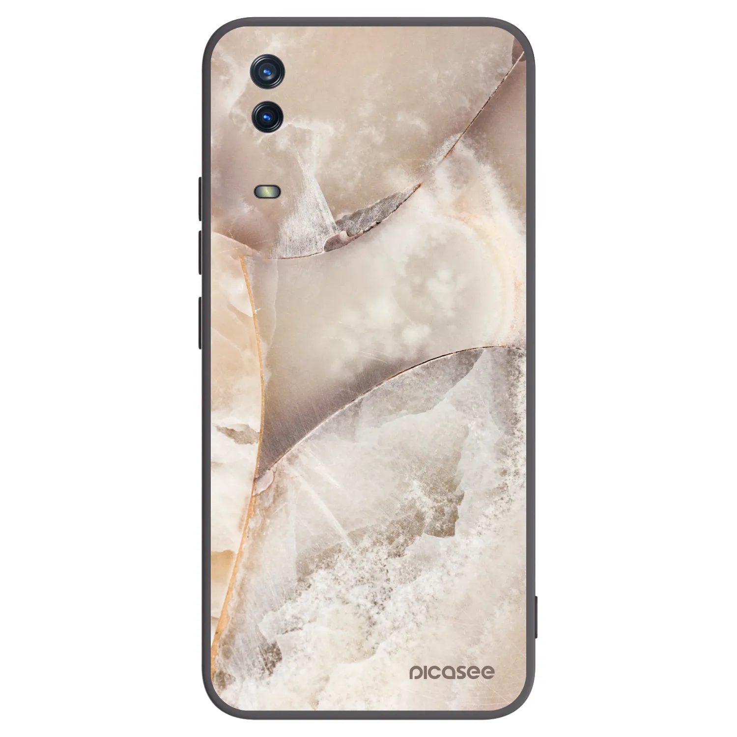 Picasee silikonowe czarne etui na Vivo Y11s - Cream marble