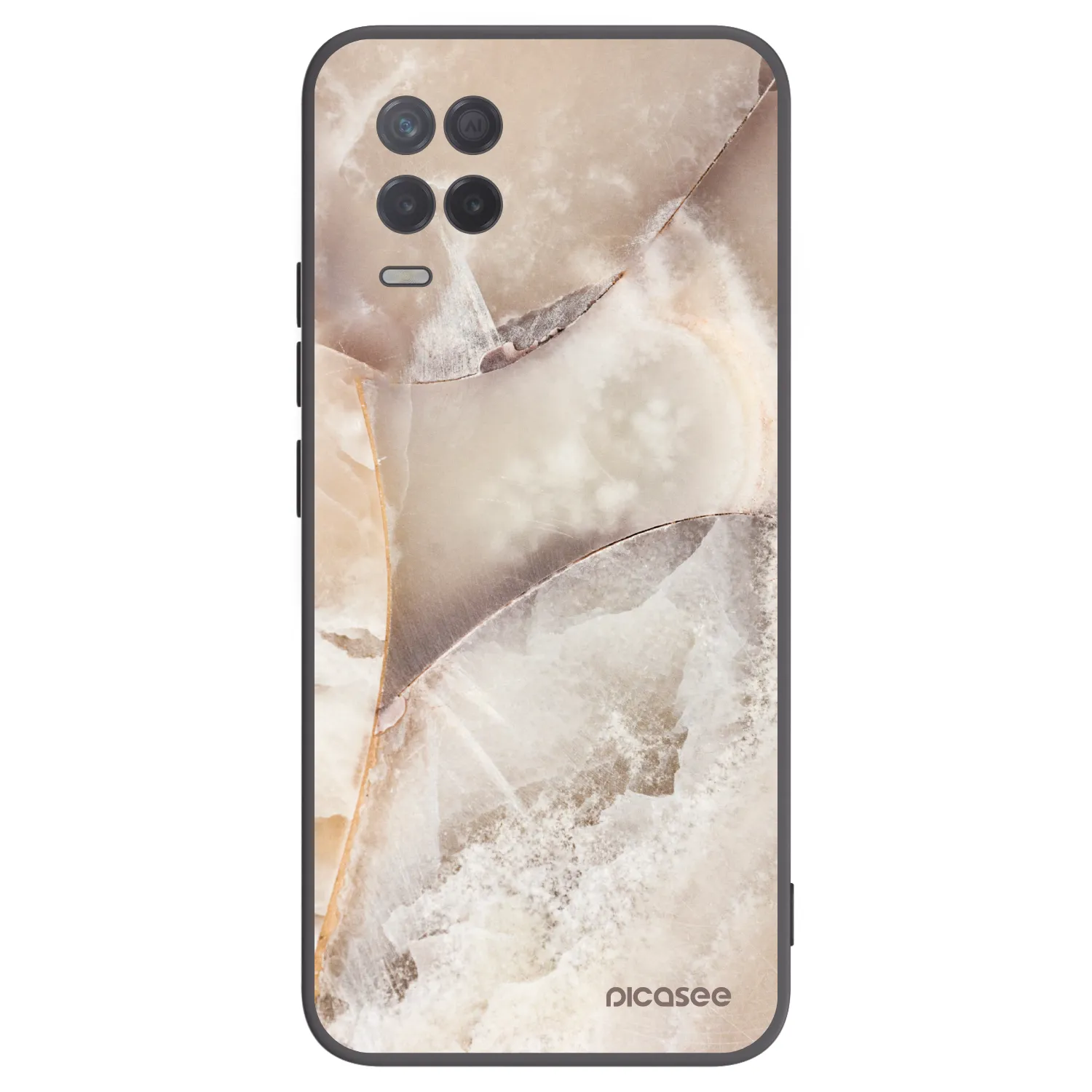 Picasee silikonowe czarne etui na Realme 8 5G - Cream marble
