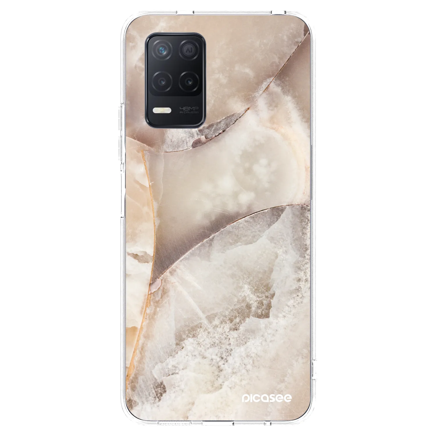 Picasee silikonowe przeźroczyste etui na Realme 8 5G - Cream marble