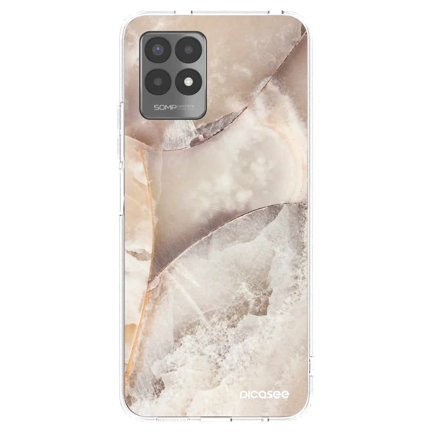 Picasee silikonowe przeźroczyste etui na Realme 8i - Cream marble
