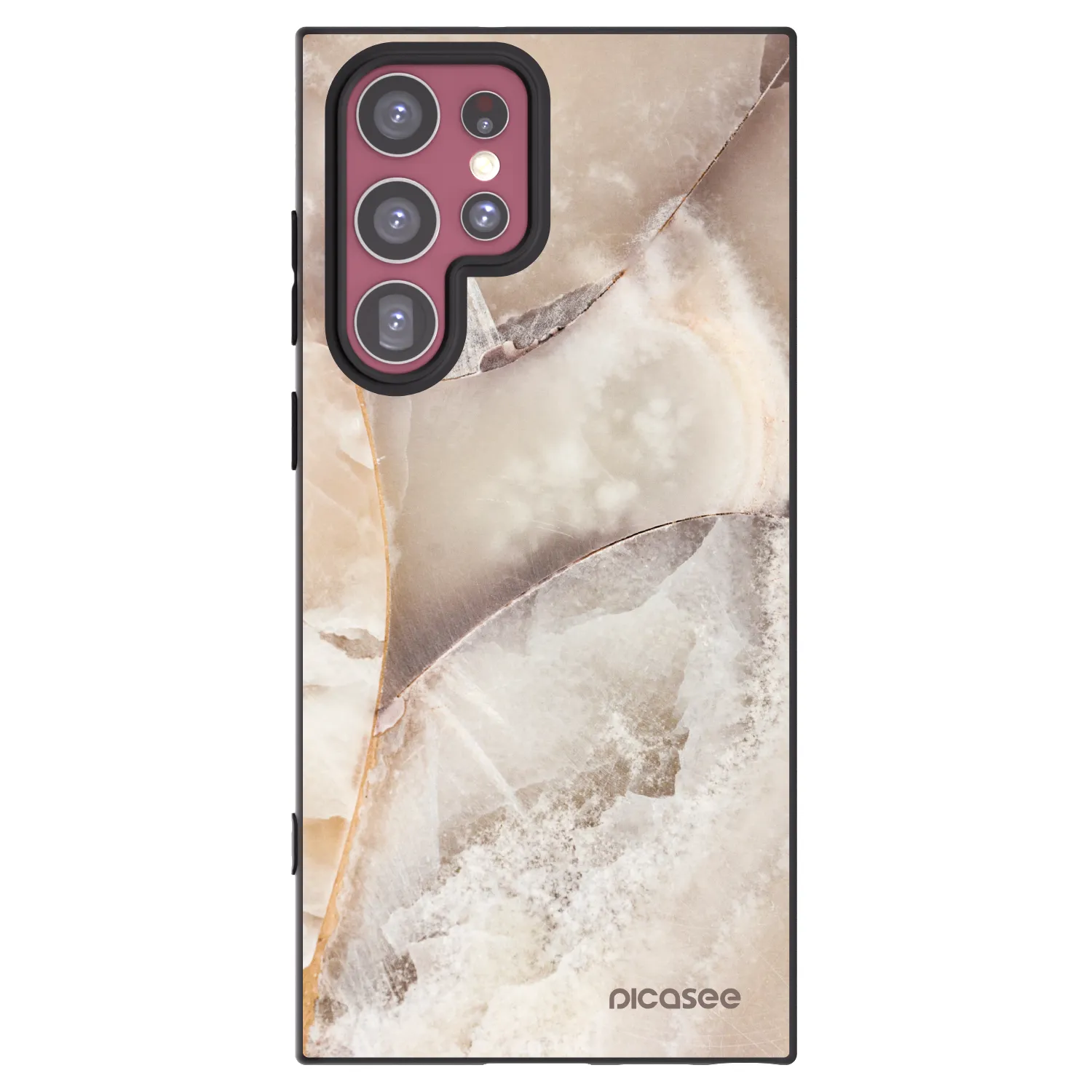 Picasee silikonowe czarne etui na Samsung Galaxy S22 Ultra 5G - Cream marble