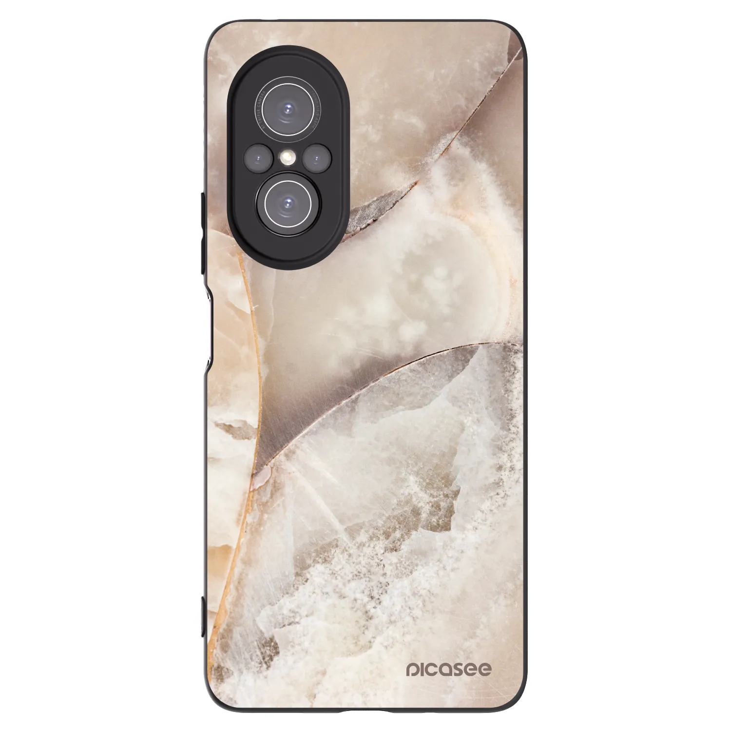 Picasee silikonowe czarne etui na Huawei Nova 9 SE - Cream marble