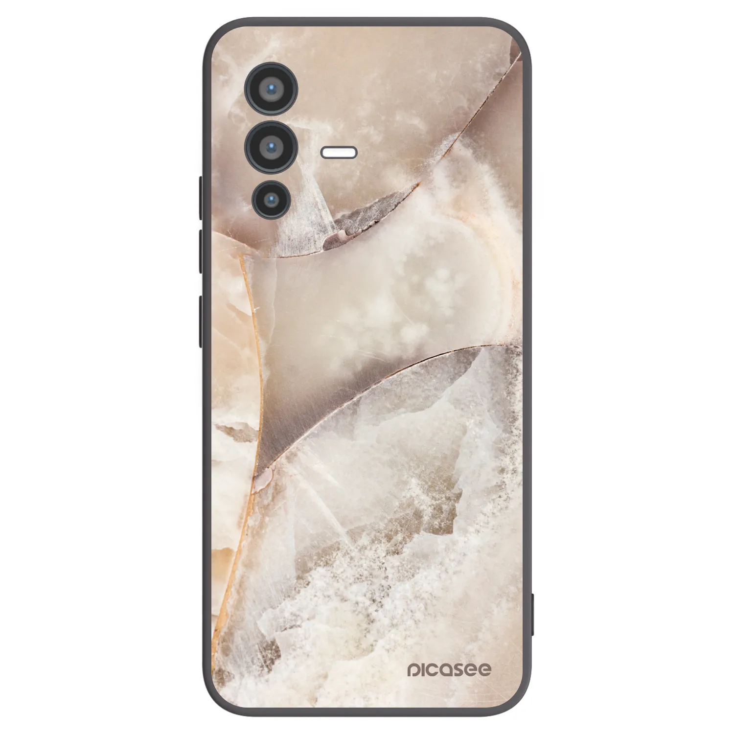 Picasee silikonowe czarne etui na Vivo V23 5G - Cream marble