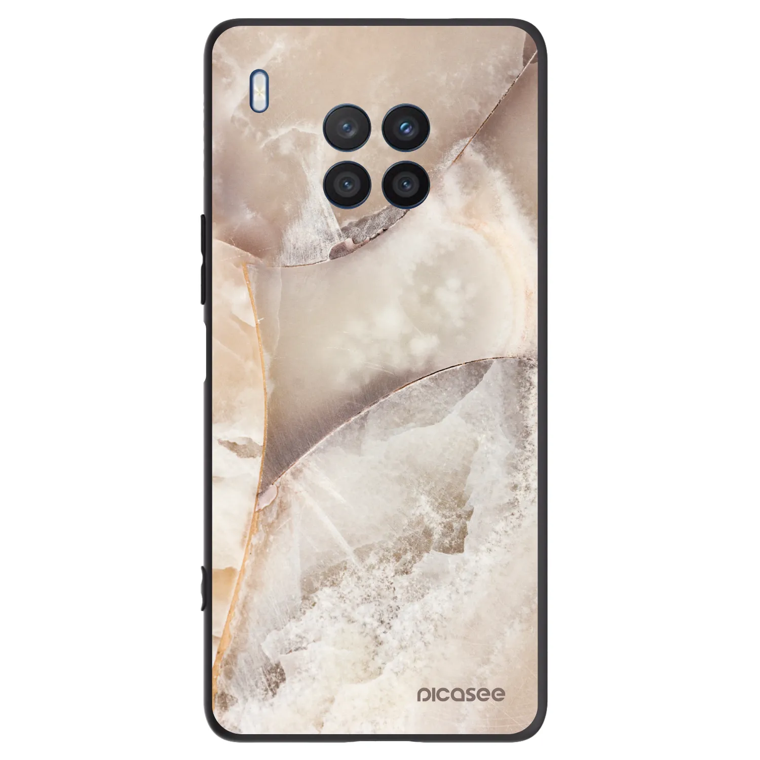 Picasee silikonowe czarne etui na Honor 50 Lite - Cream marble