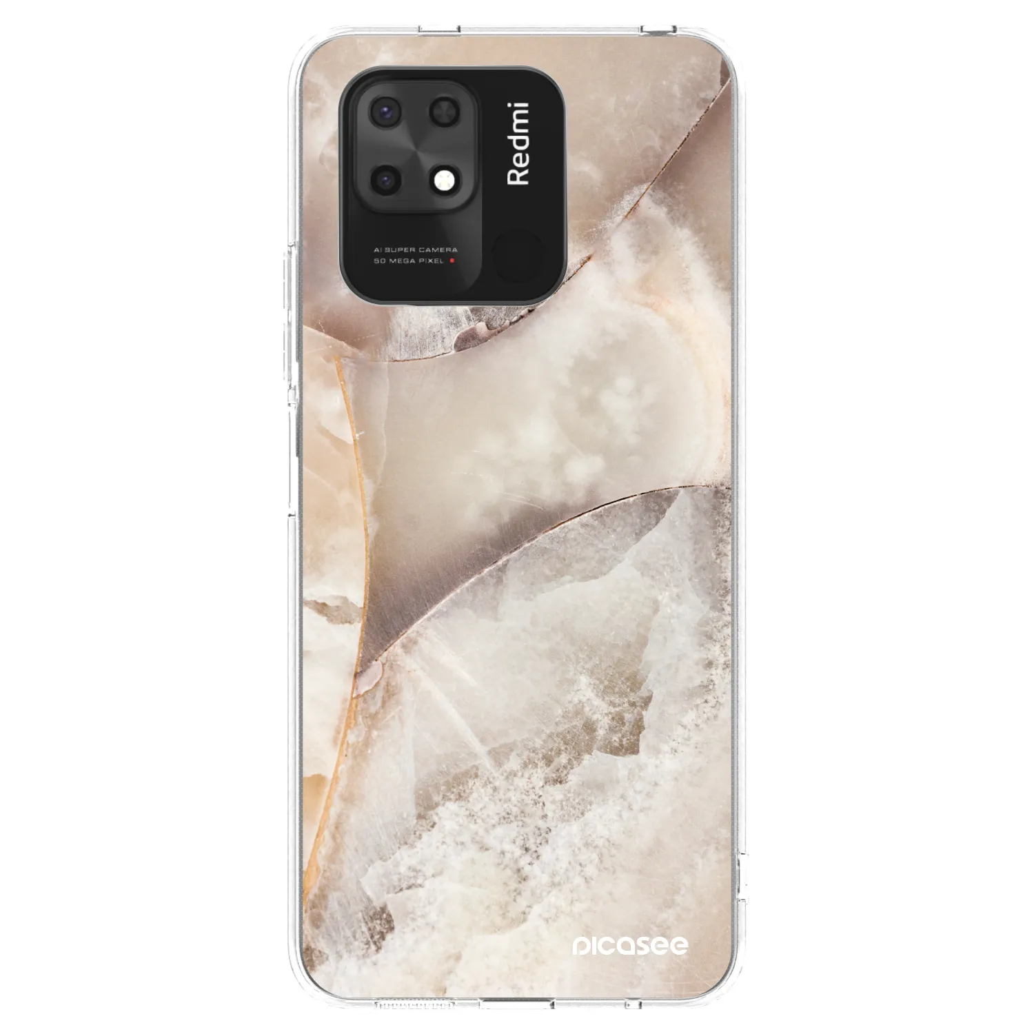 Picasee silikonowe przeźroczyste etui na Xiaomi Redmi 10C - Cream marble