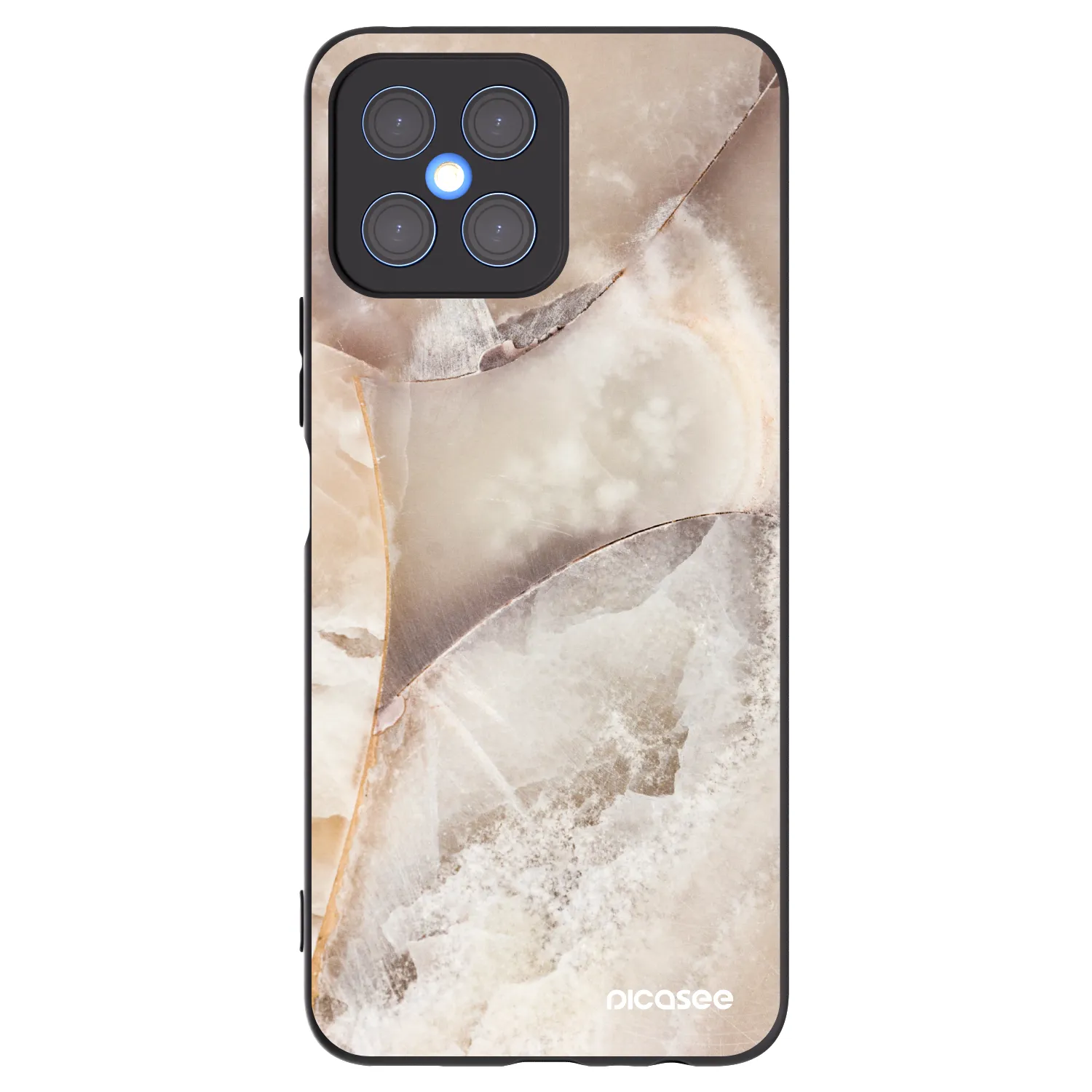 Picasee silikonowe czarne etui na Honor X8 4G - Cream marble