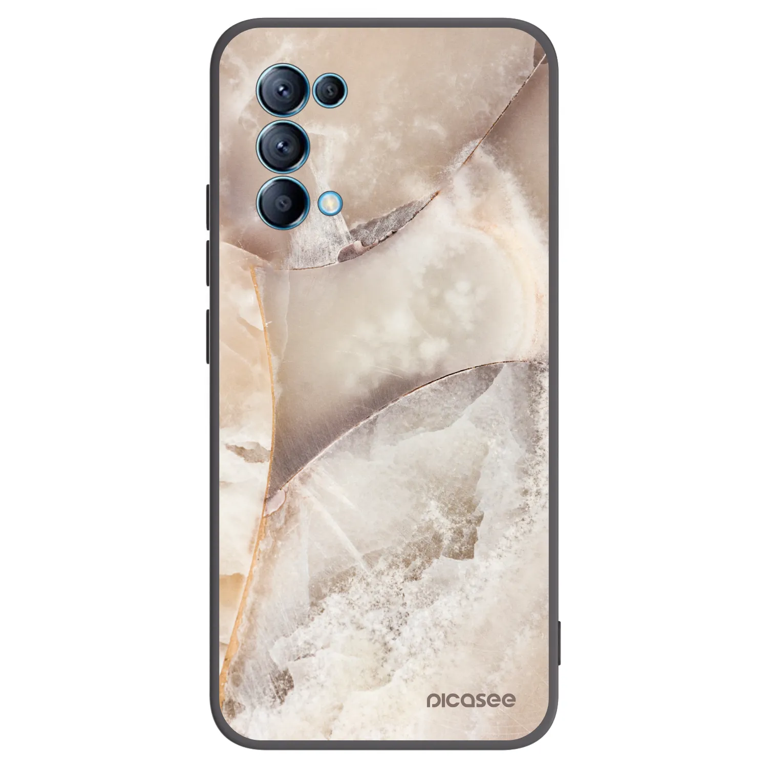 Picasee silikonowe czarne etui na OPPO Reno 5 5G - Cream marble