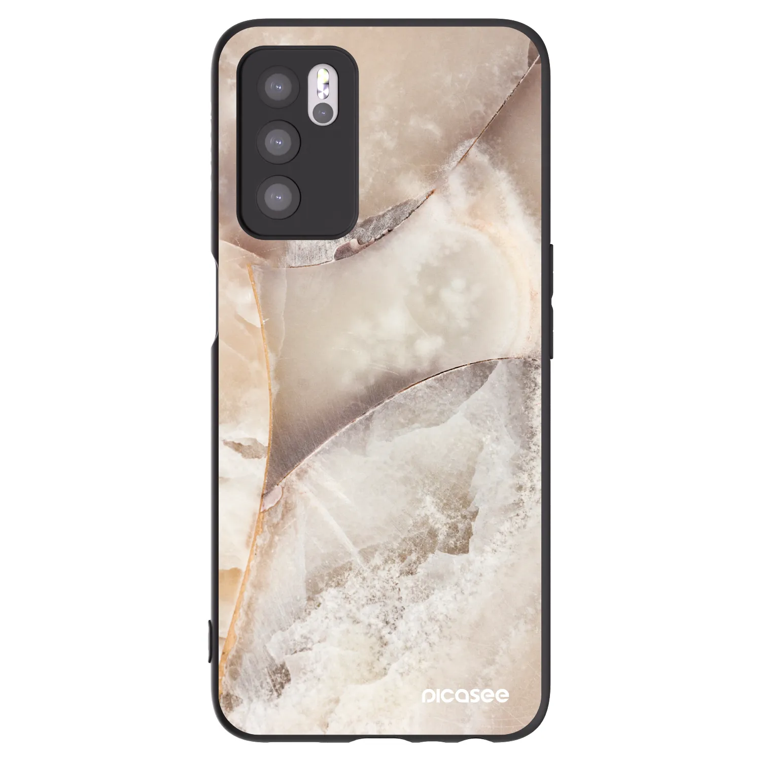 Picasee silikonowe czarne etui na OPPO A16s - Cream marble