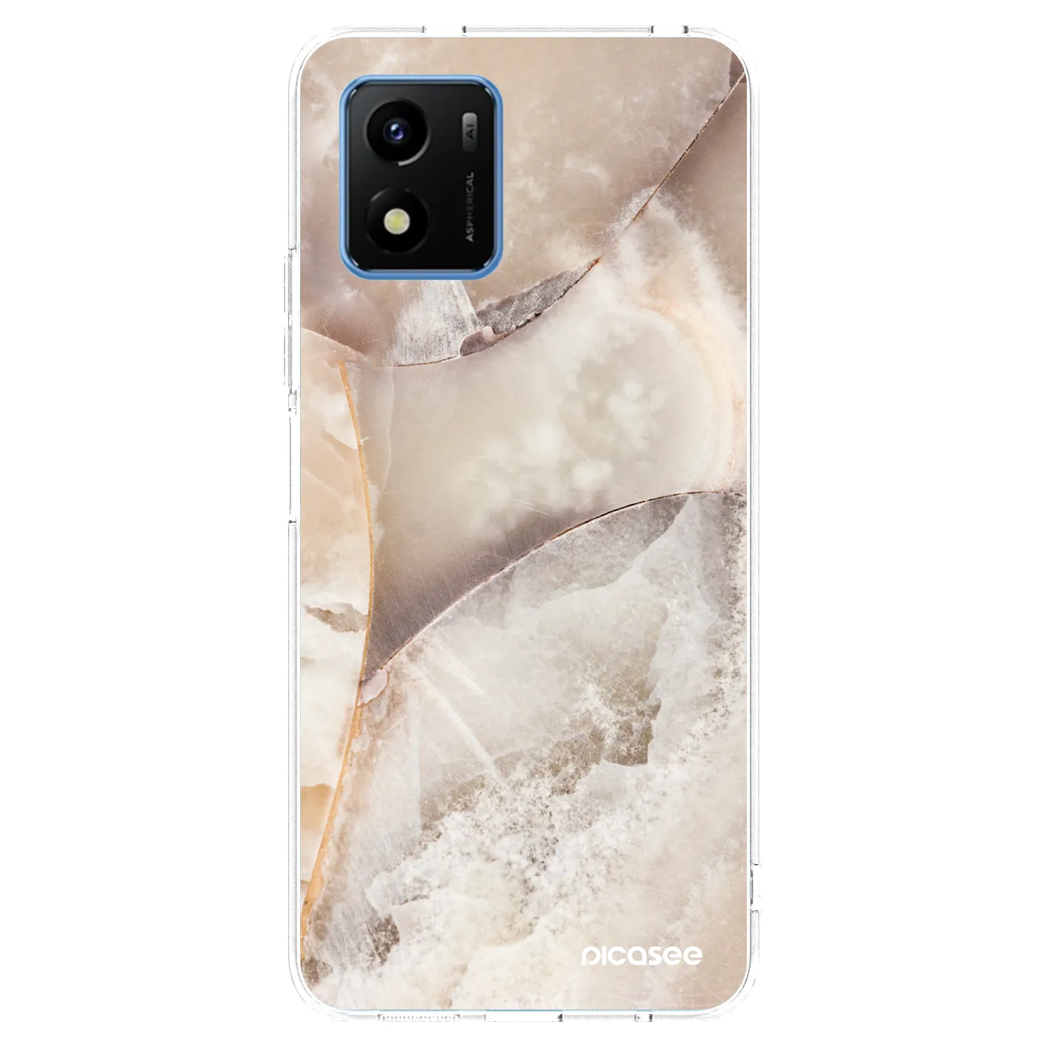 Picasee silikonowe przeźroczyste etui na Vivo Y01 - Cream marble