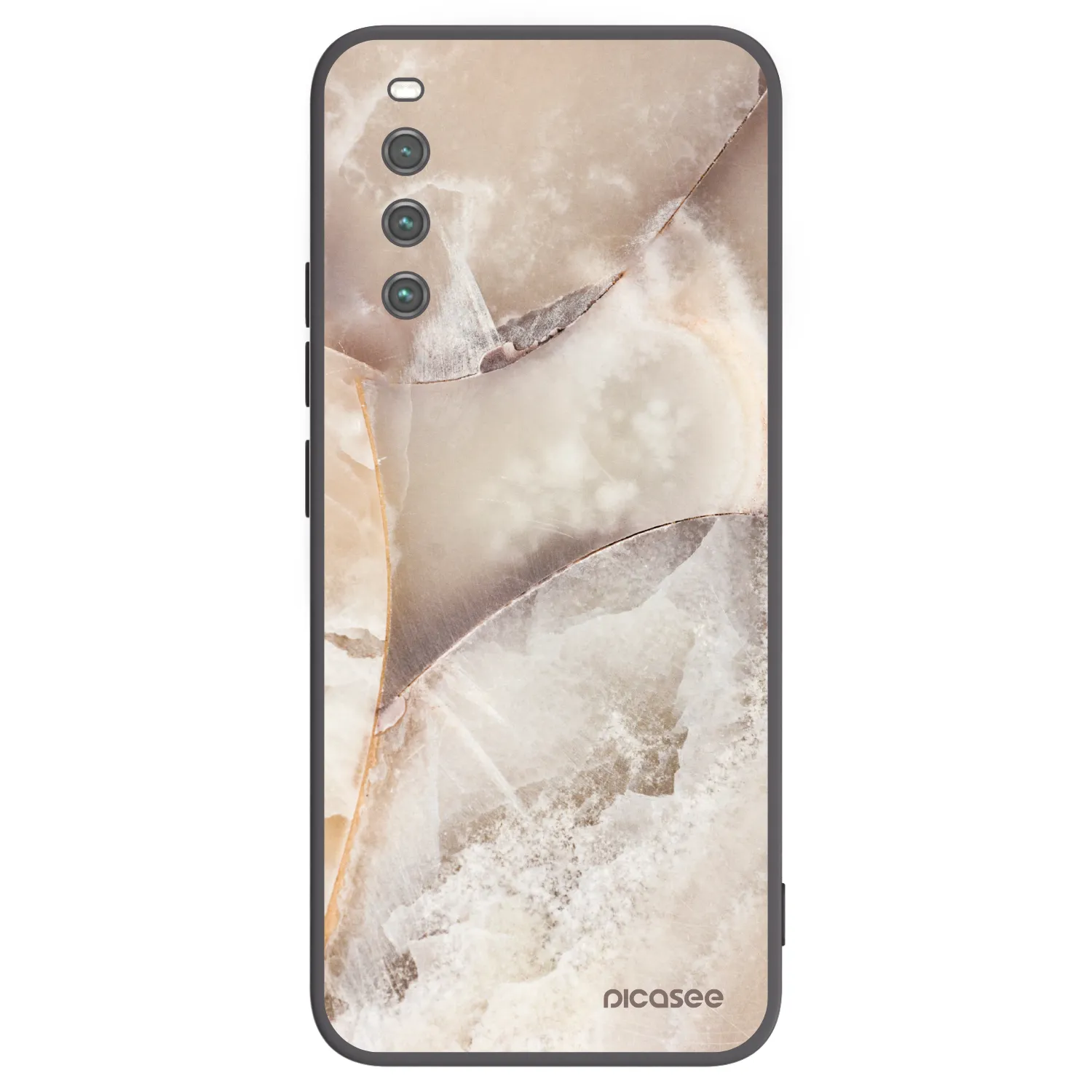 Picasee silikonowe czarne etui na Sony Xperia 10 IV 5G - Cream marble