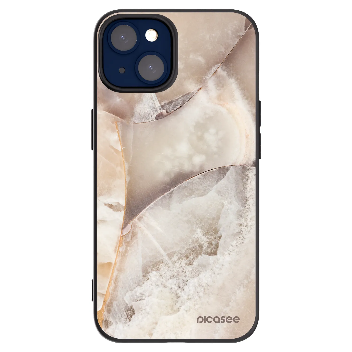 Picasee silikonowe czarne etui na Apple iPhone 14 - Cream marble