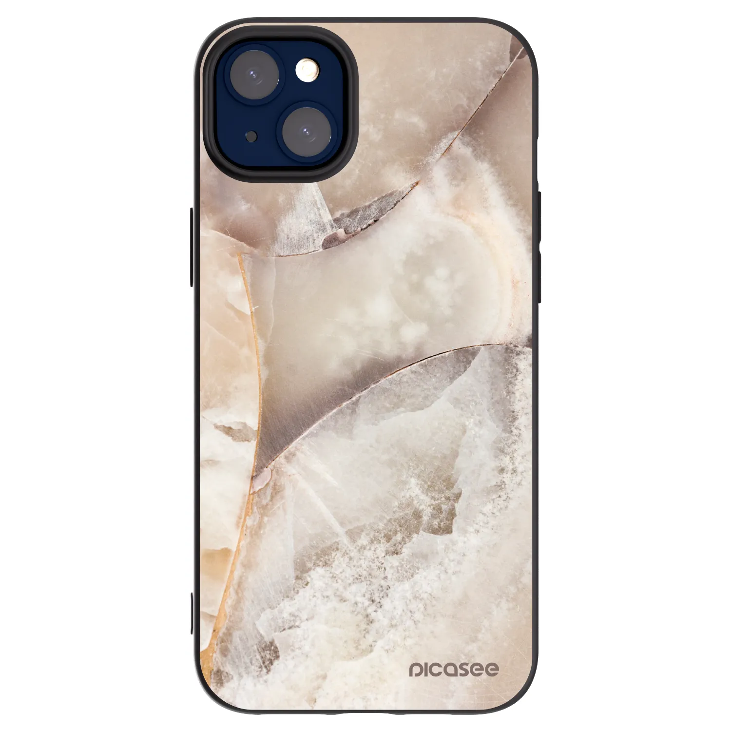 Picasee silikonowe czarne etui na Apple iPhone 14 Plus - Cream marble