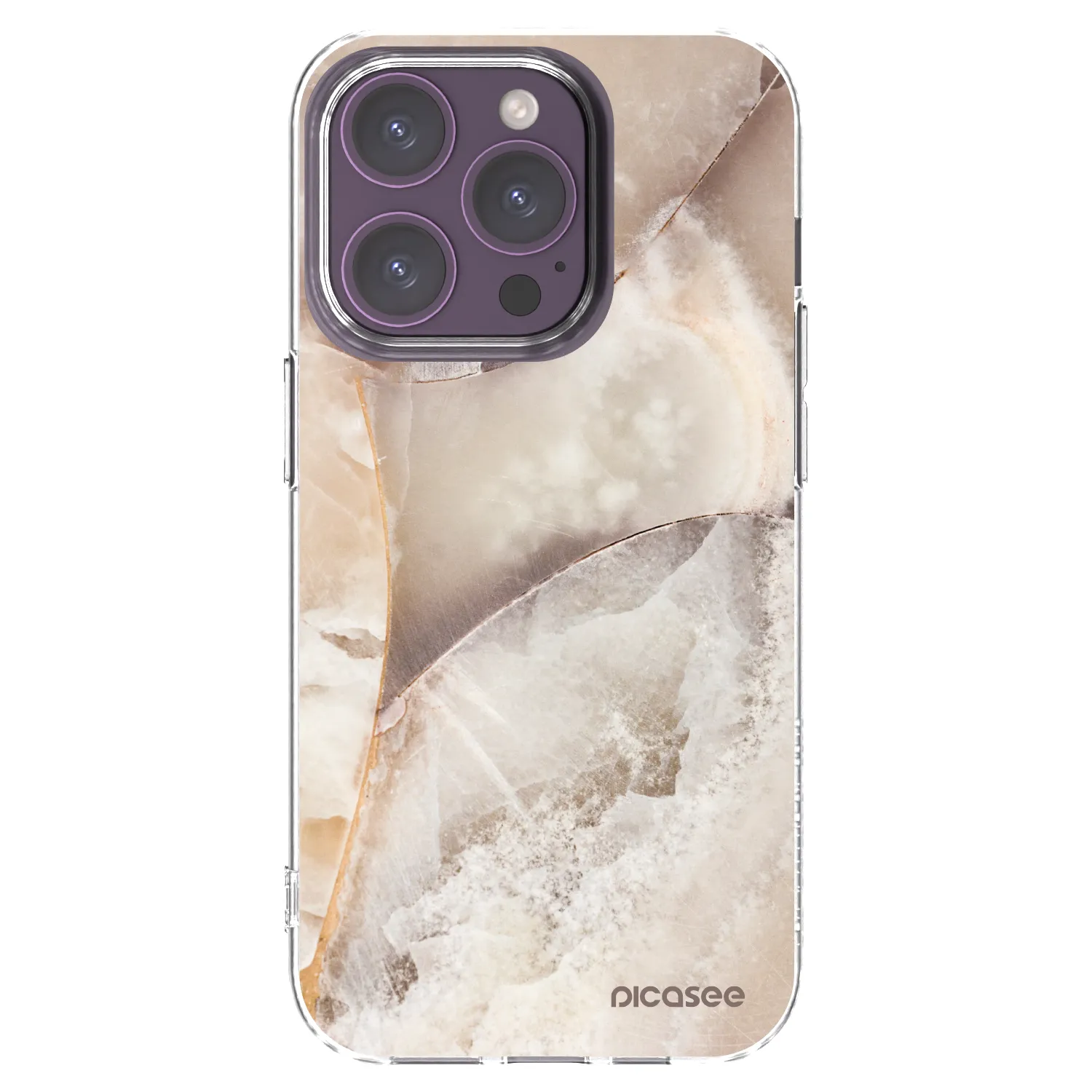 Picasee silikonowe przeźroczyste etui na Apple iPhone 14 Pro - Cream marble