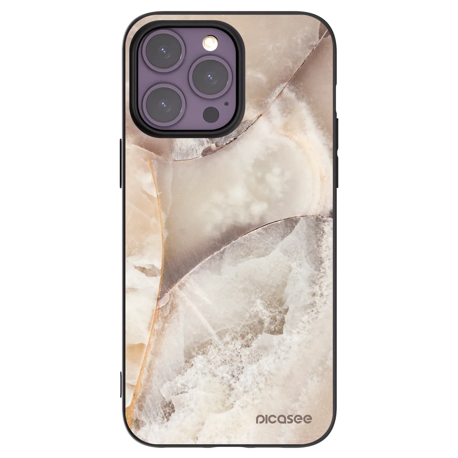 Picasee silikonowe czarne etui na Apple iPhone 14 Pro Max - Cream marble
