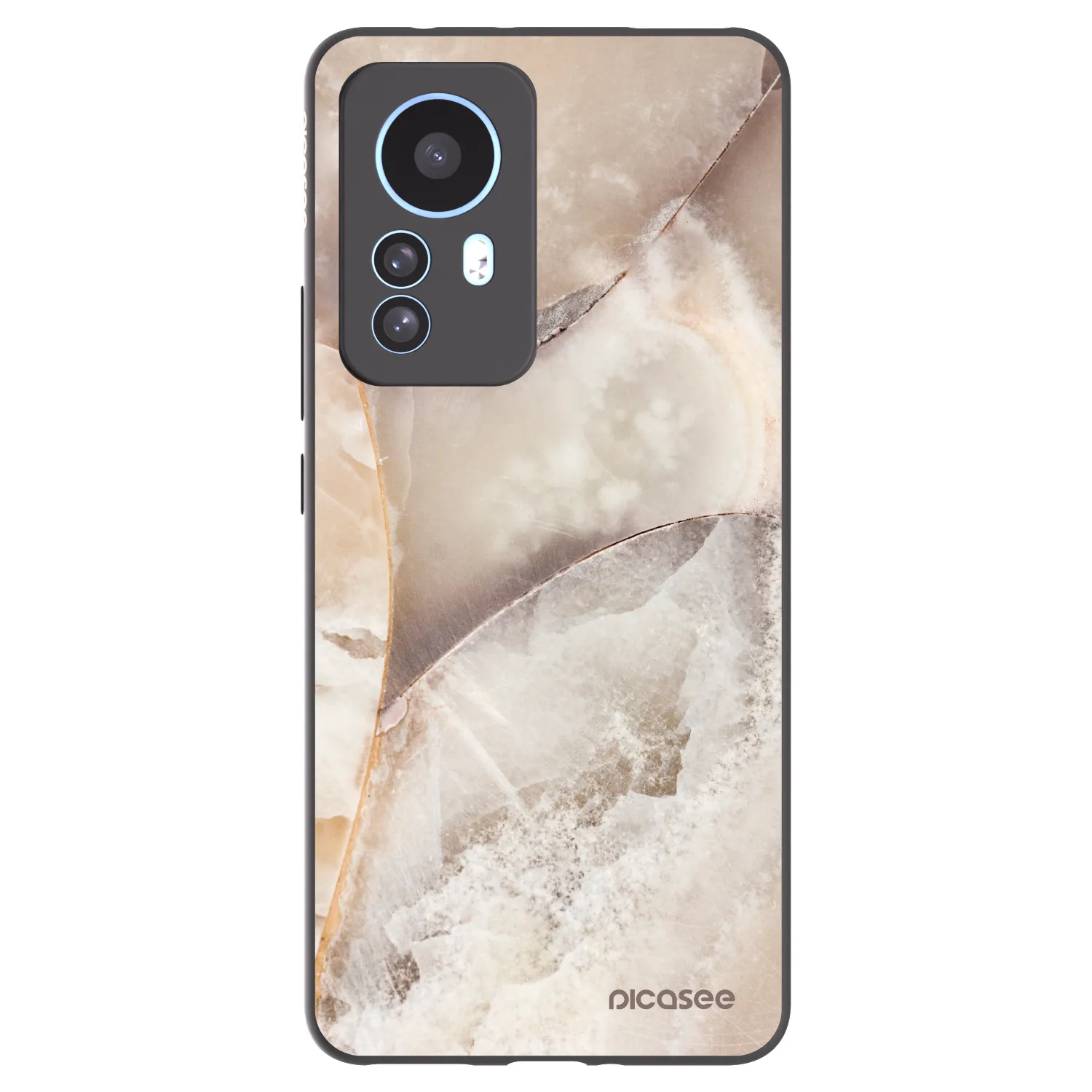 Picasee silikonowe czarne etui na Xiaomi 12T Pro - Cream marble