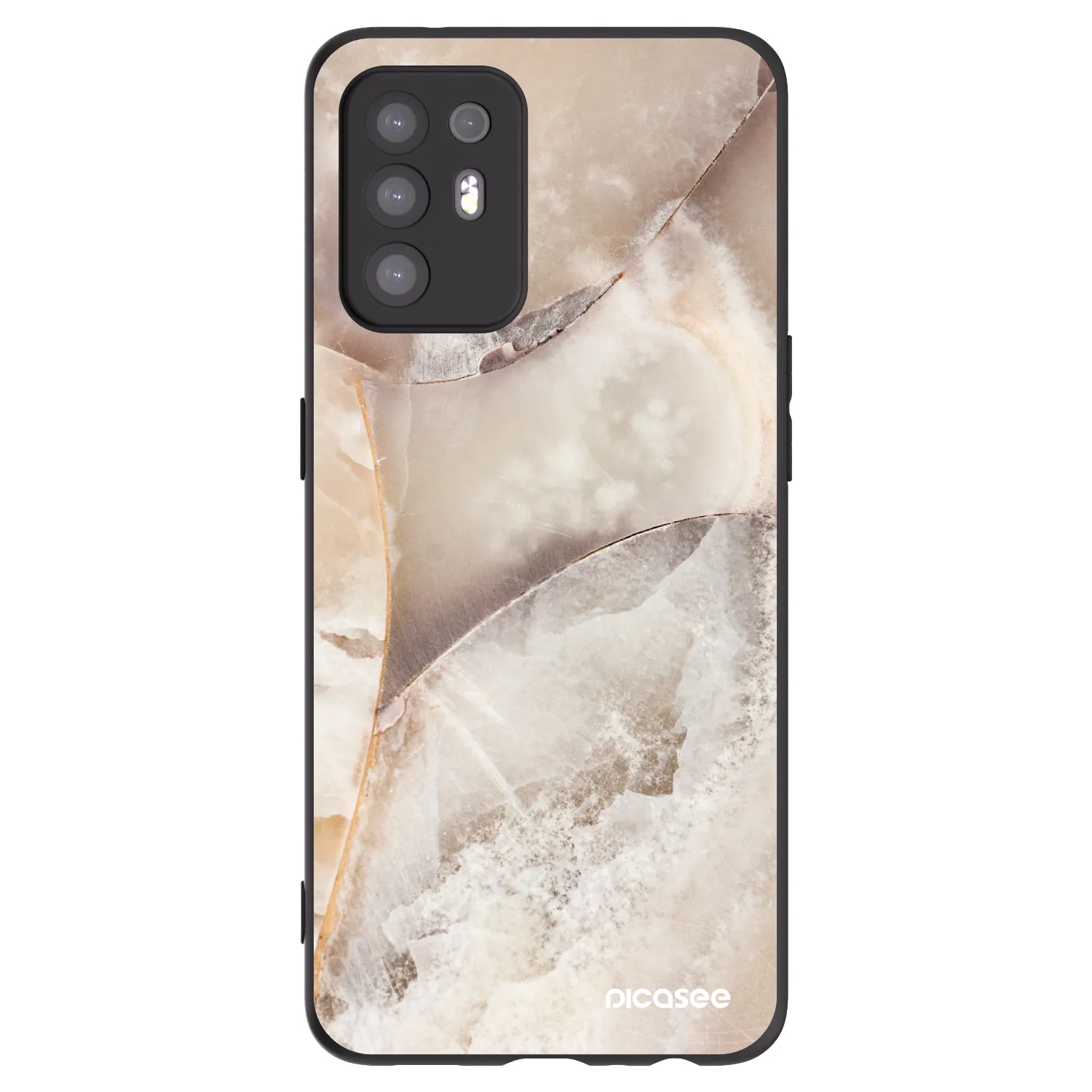 Picasee silikonowe czarne etui na OPPO A94 5G - Cream marble