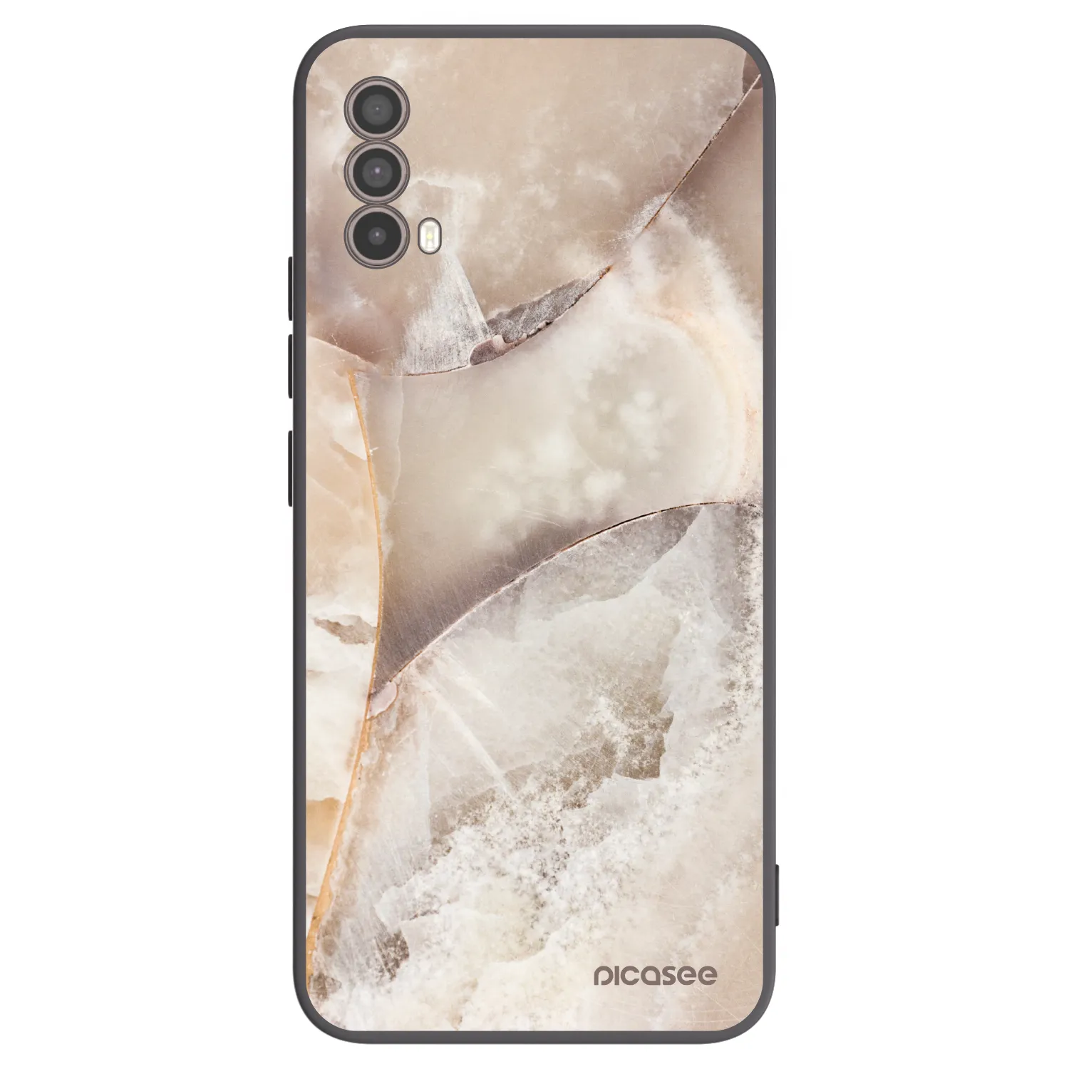 Picasee silikonowe czarne etui na Motorola Moto E40 - Cream marble