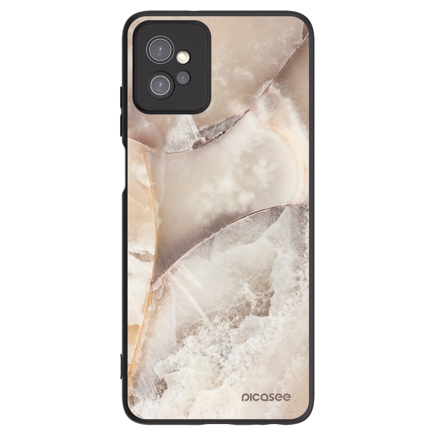 Picasee silikonowe czarne etui na Motorola Moto G32 - Cream marble