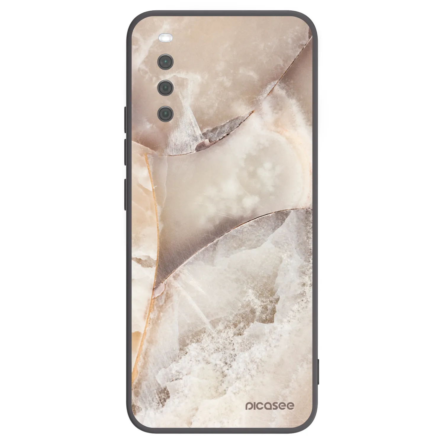 Picasee silikonowe czarne etui na Sony Xperia 10 III - Cream marble