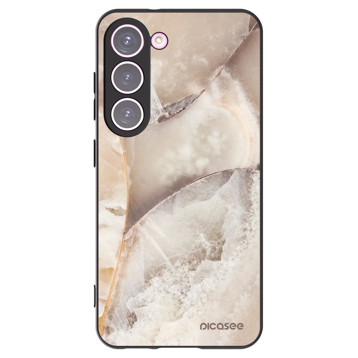Picasee silikonowe czarne etui na Samsung Galaxy S23 5G - Cream marble
