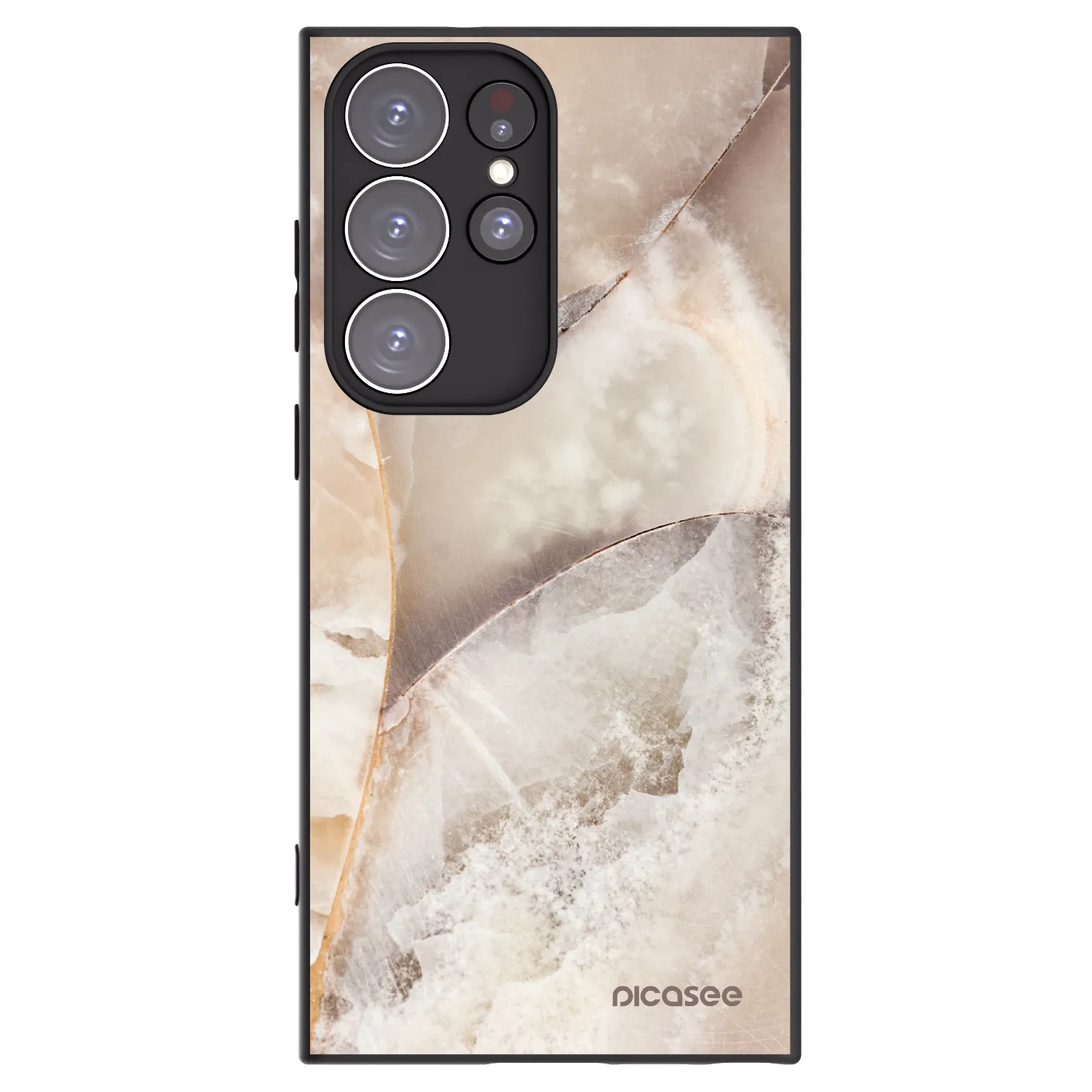 Picasee silikonowe czarne etui na Samsung Galaxy S23 Ultra 5G - Cream marble