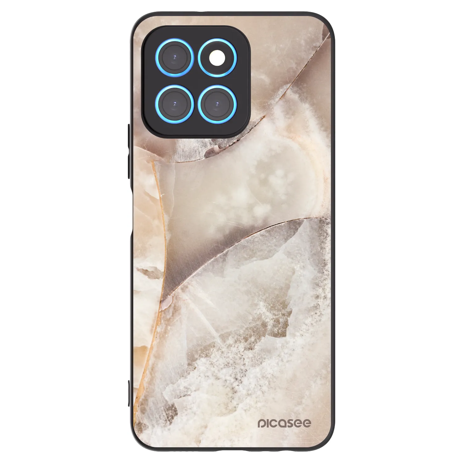 Picasee silikonowe czarne etui na Honor X6 - Cream marble
