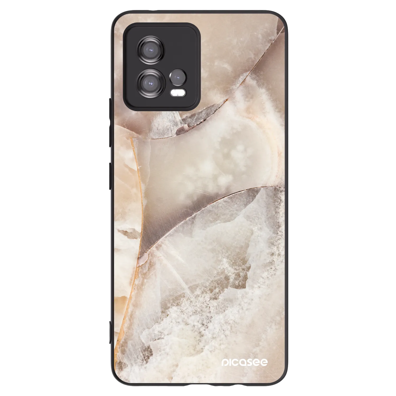 Picasee silikonowe czarne etui na Motorola Moto G72 - Cream marble