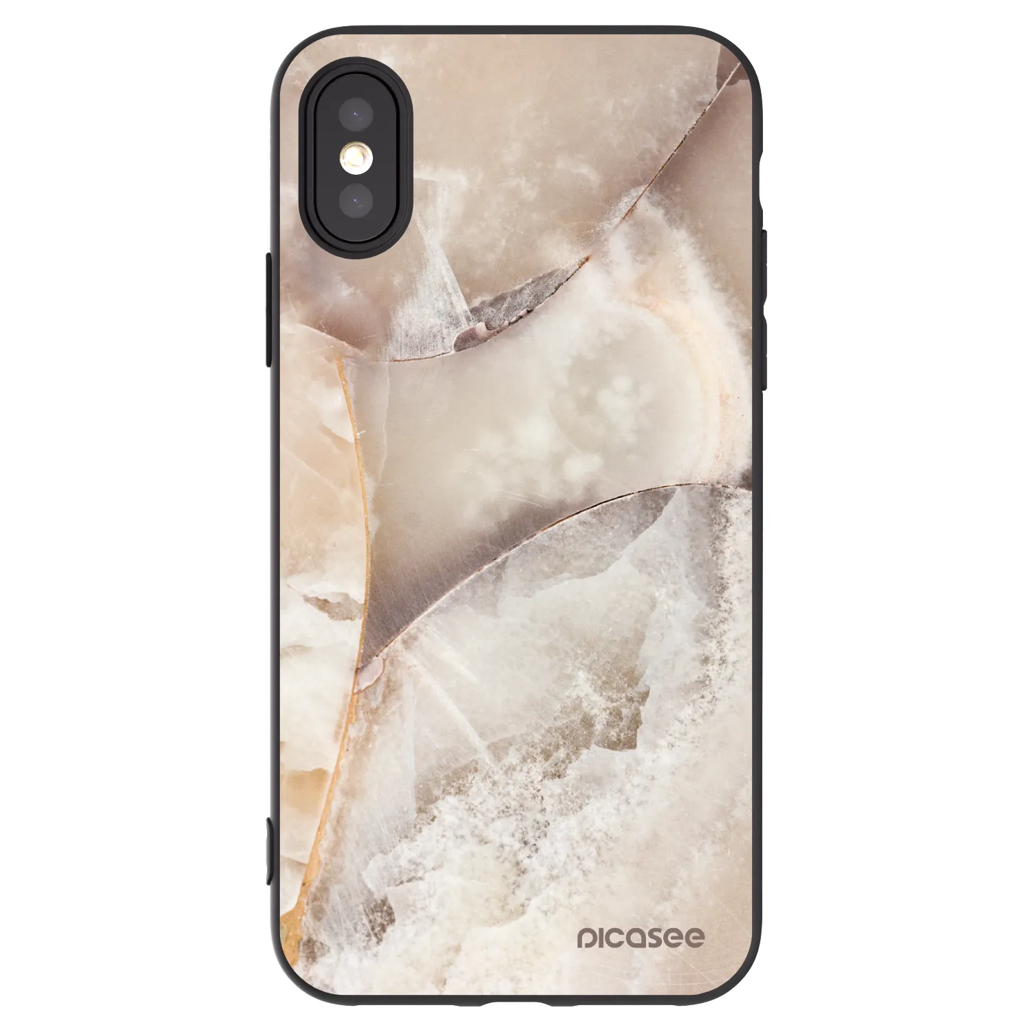 Picasee silikonowe czarne etui na Apple iPhone X/XS - Cream marble