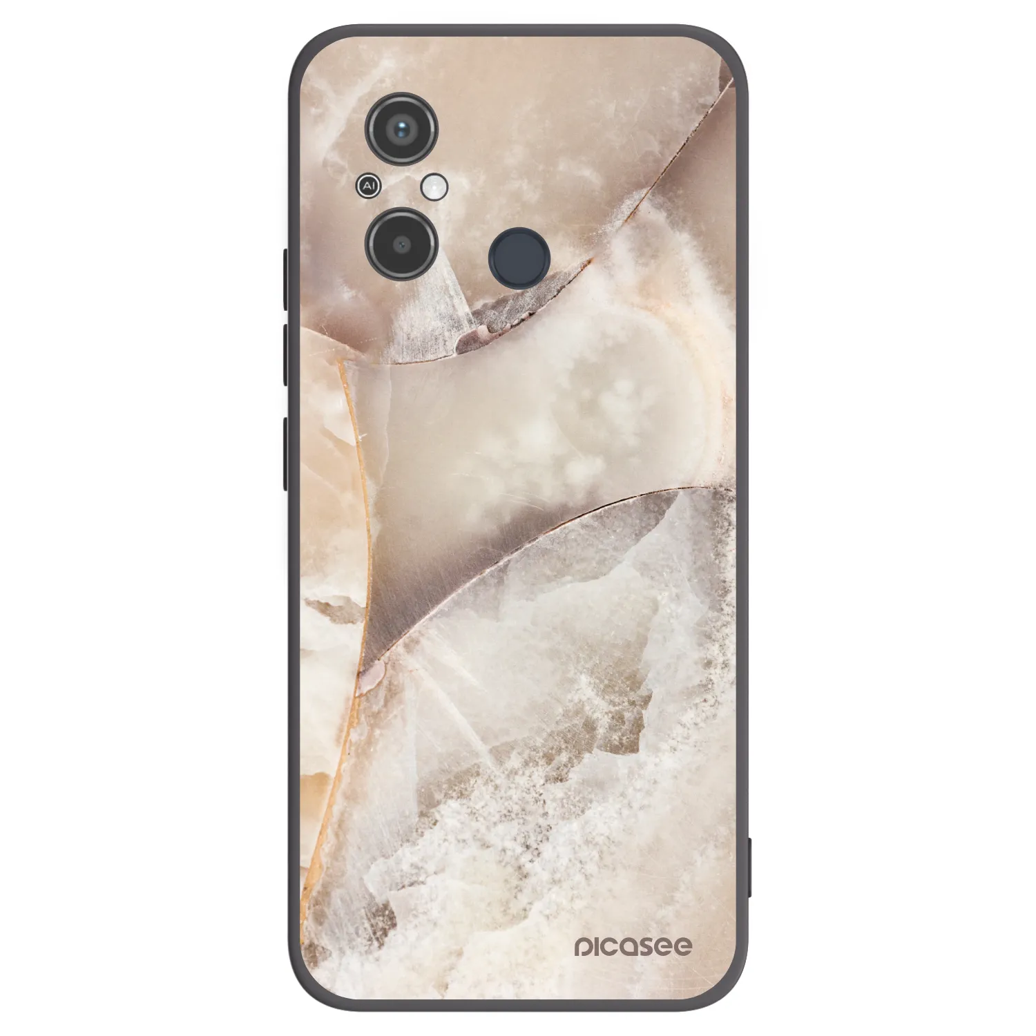 Picasee silikonowe czarne etui na Xiaomi Redmi 12C - Cream marble