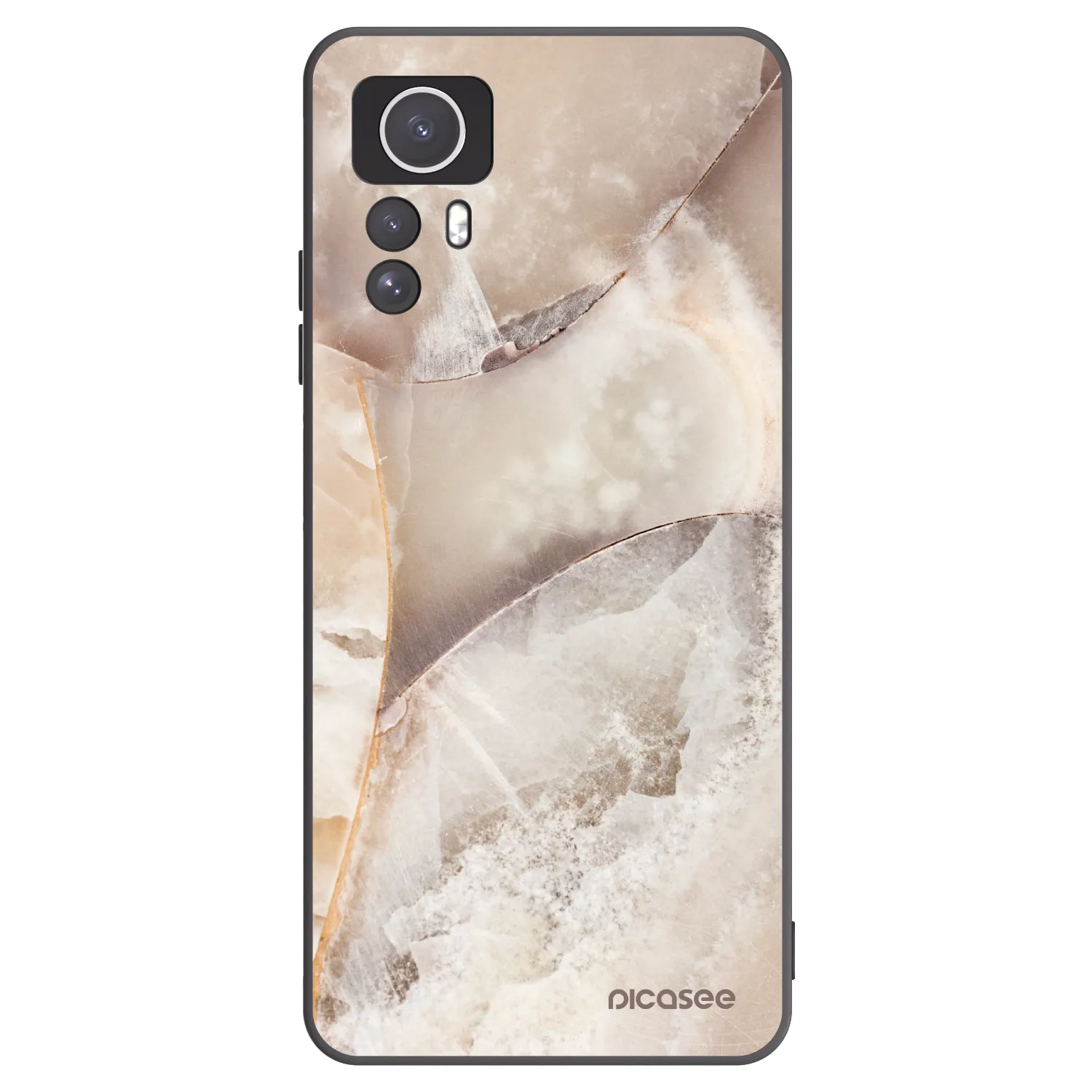 Picasee silikonowe czarne etui na Xiaomi Redmi Note 12S - Cream marble
