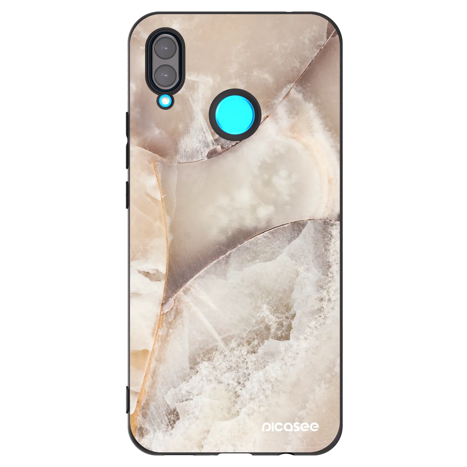 Picasee silikonowe czarne etui na Huawei Nova 3i - Cream marble