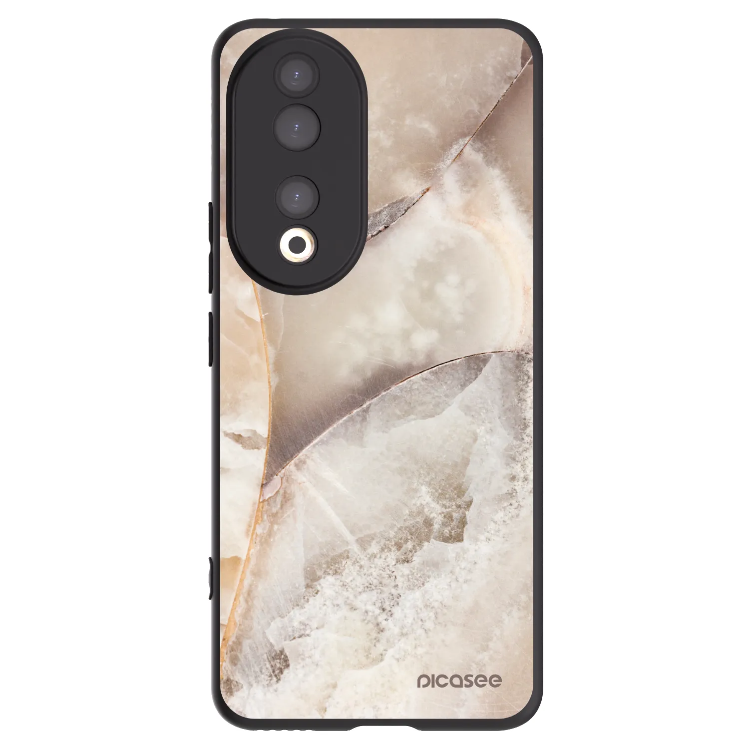 Picasee silikonowe czarne etui na Honor 90 5G - Cream marble