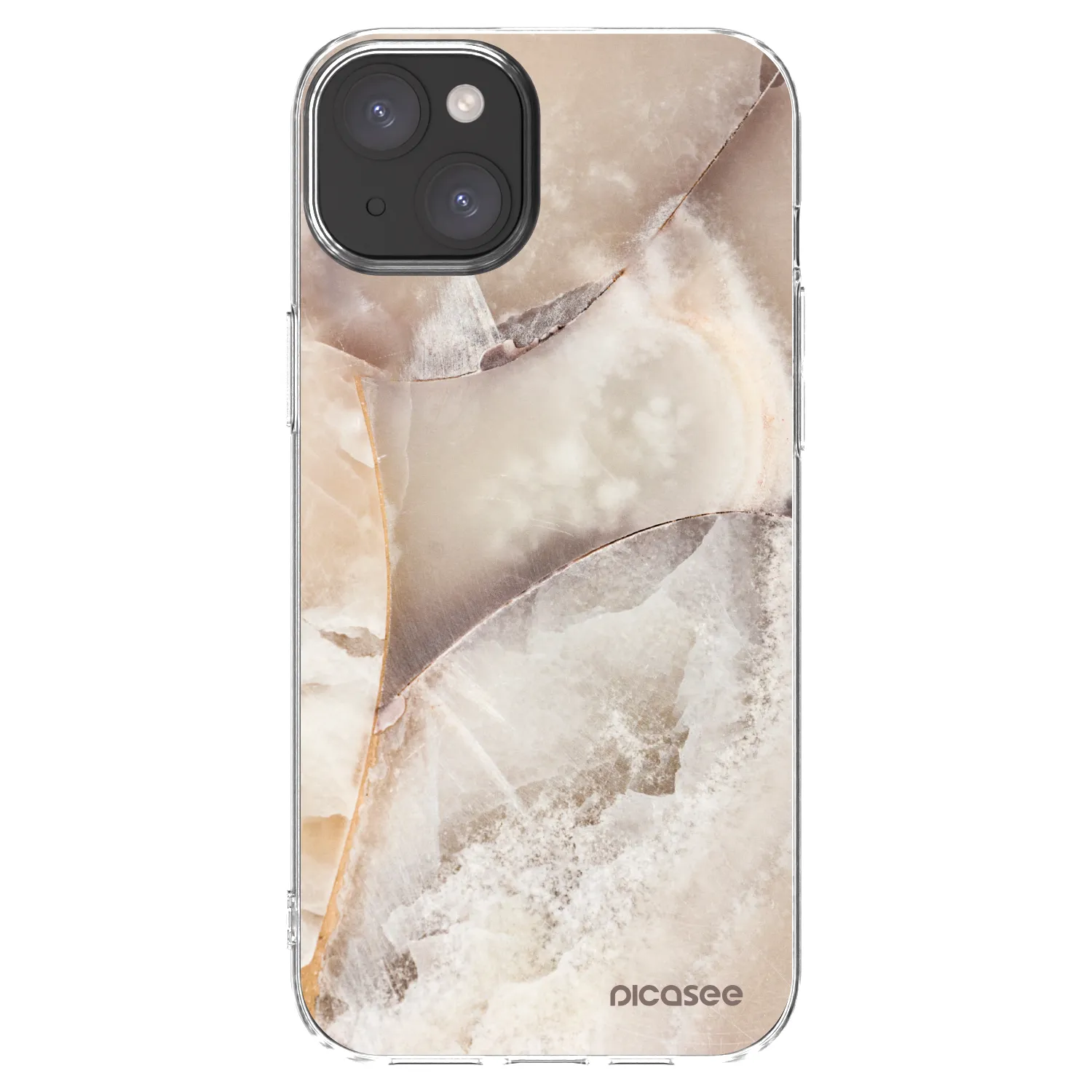 Picasee silikonowe przeźroczyste etui na Apple iPhone 15 Plus - Cream marble
