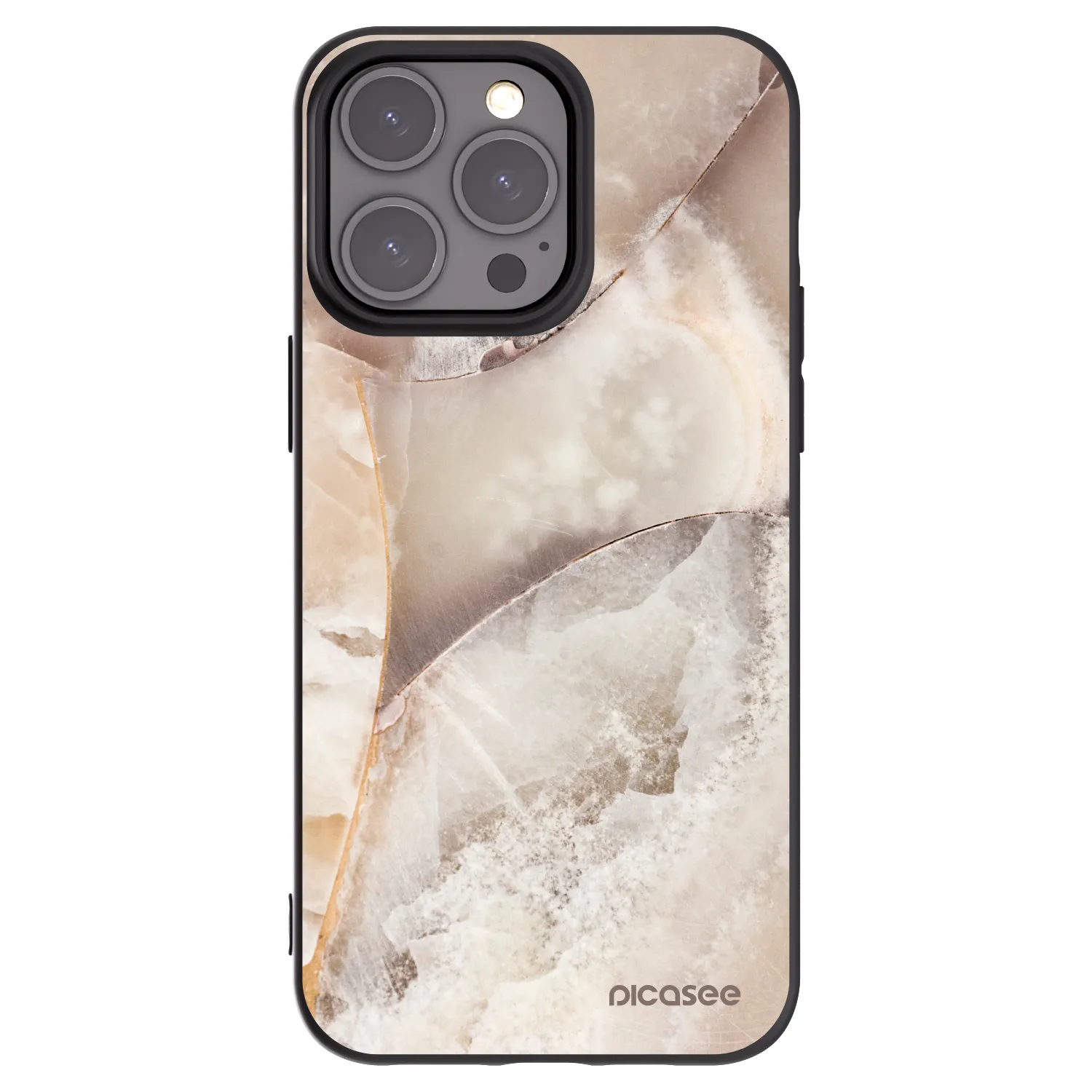 Picasee silikonowe czarne etui na Apple iPhone 15 Pro Max - Cream marble