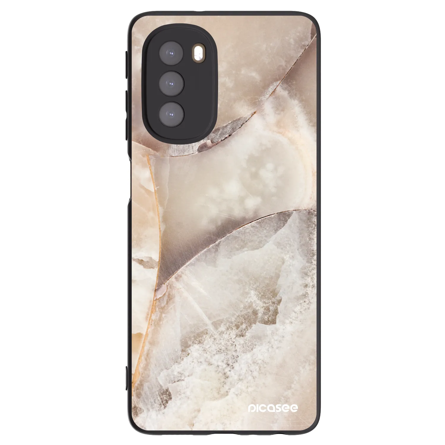 Picasee silikonowe czarne etui na Motorola Moto G51 - Cream marble