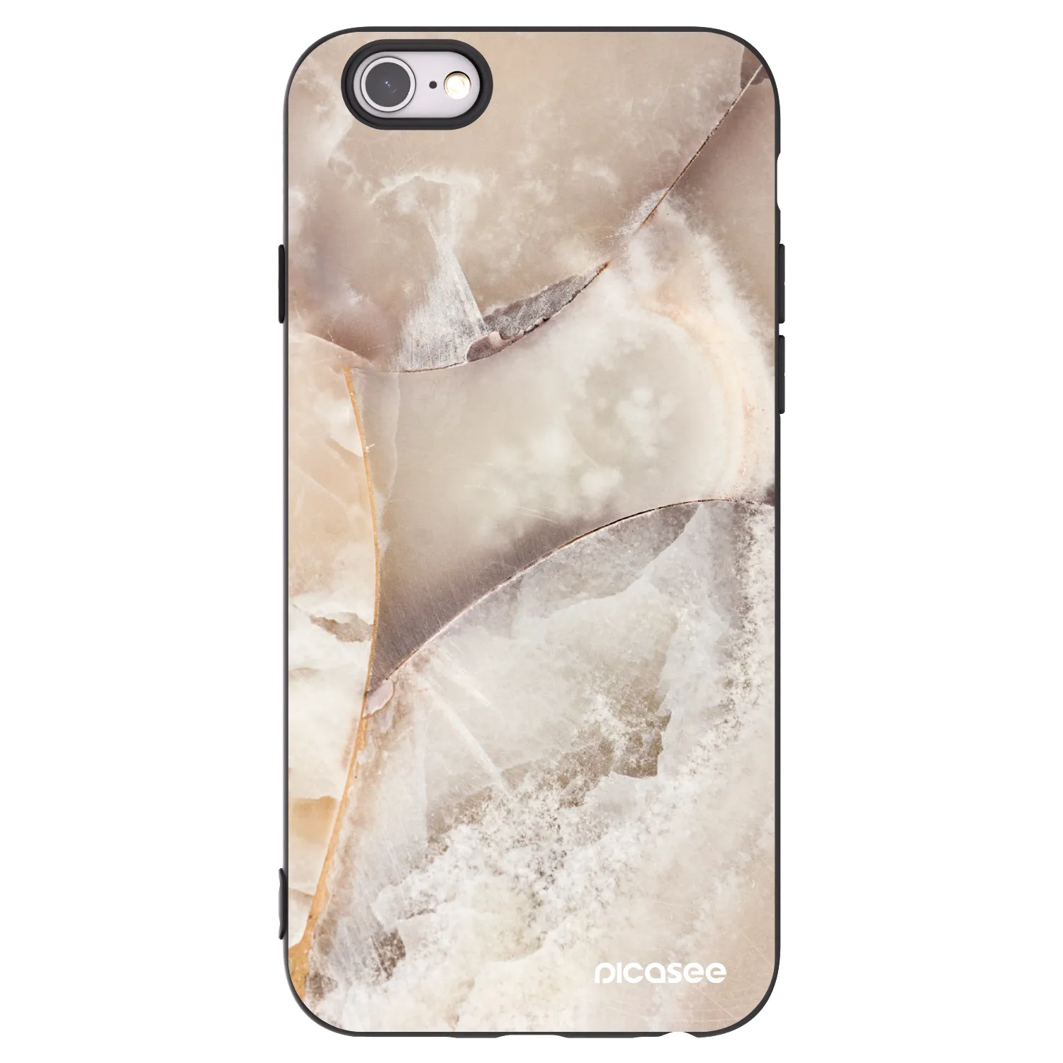 Picasee silikonowe czarne etui na Apple iPhone 6/6S - Cream marble