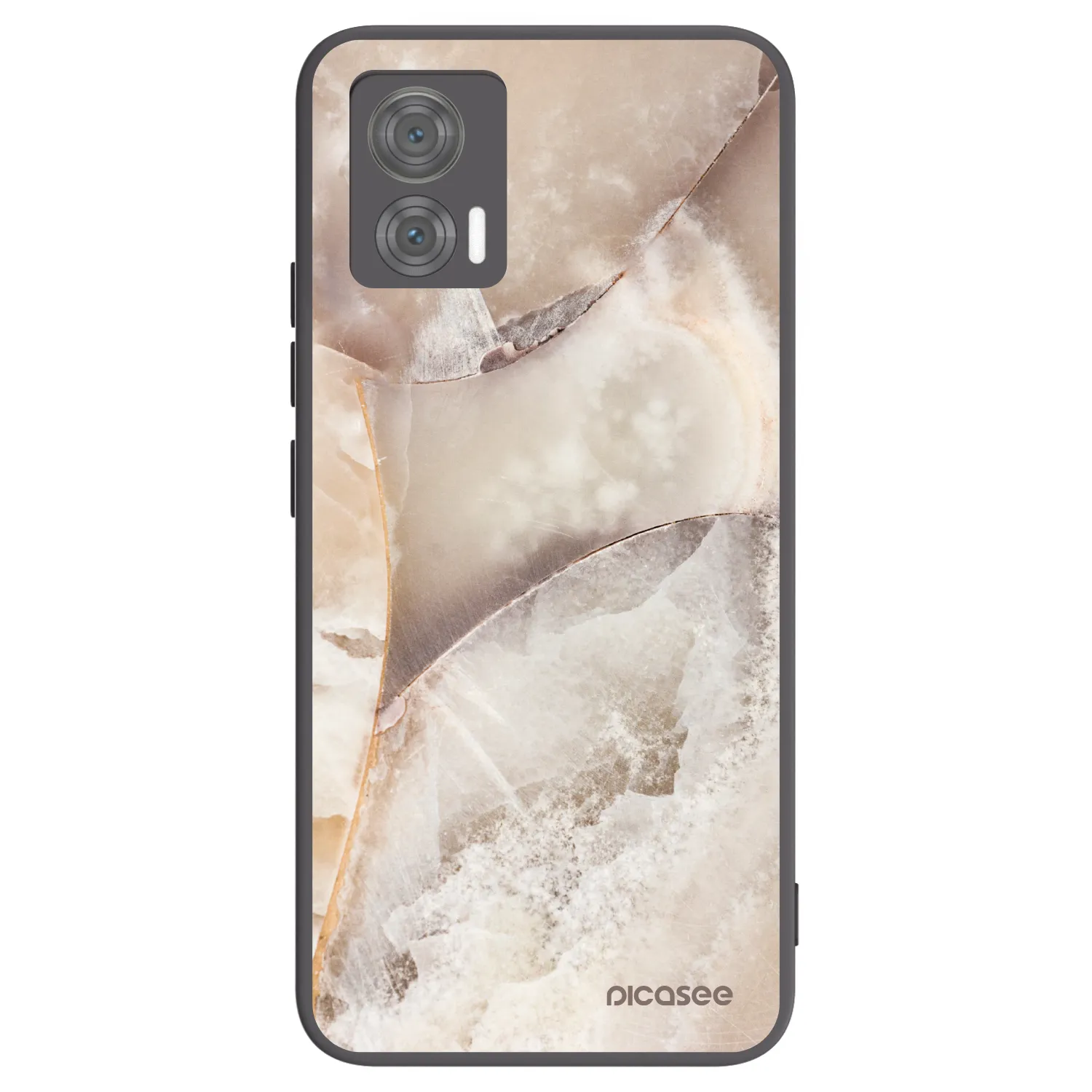 Picasee silikonowe czarne etui na Motorola Edge 30 Neo - Cream marble