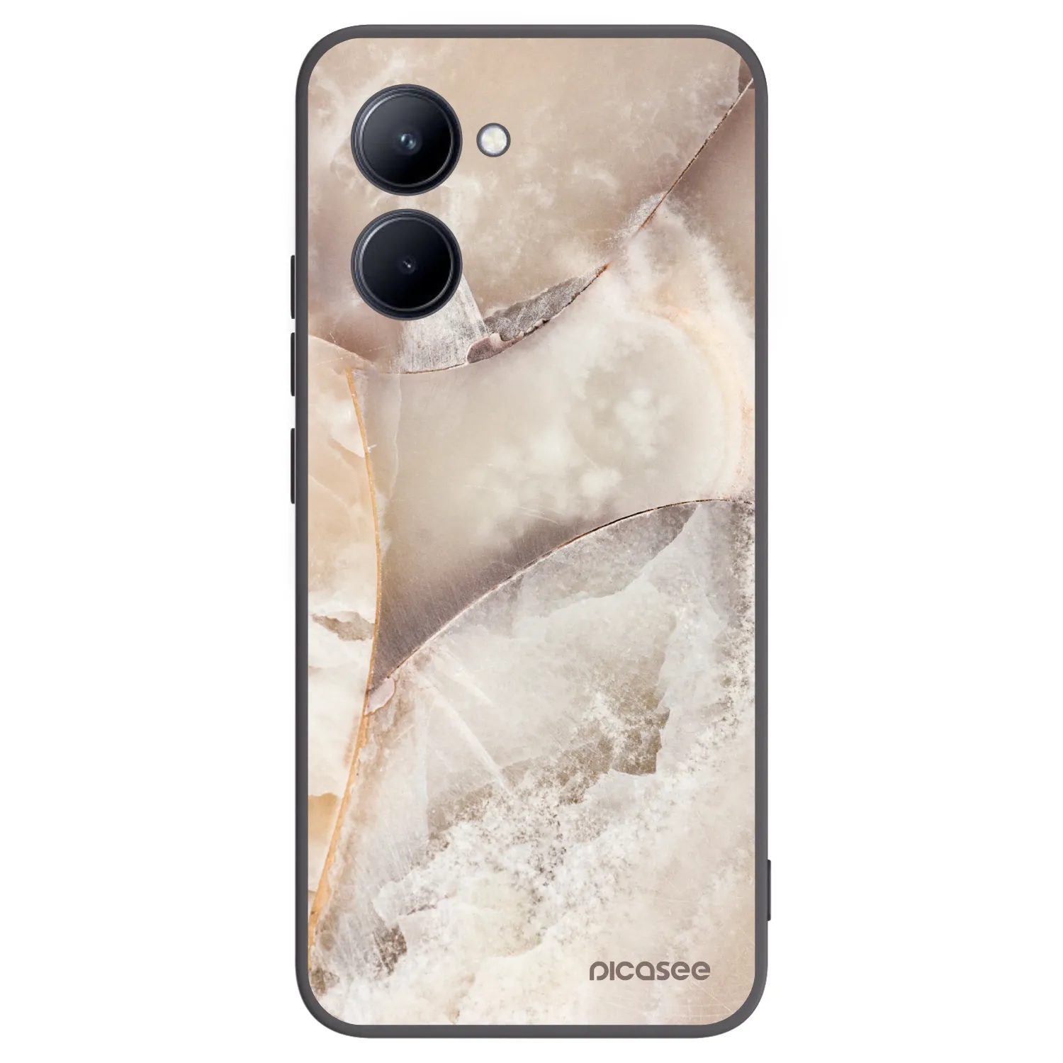 Picasee silikonowe czarne etui na Realme C33 (2023) - Cream marble