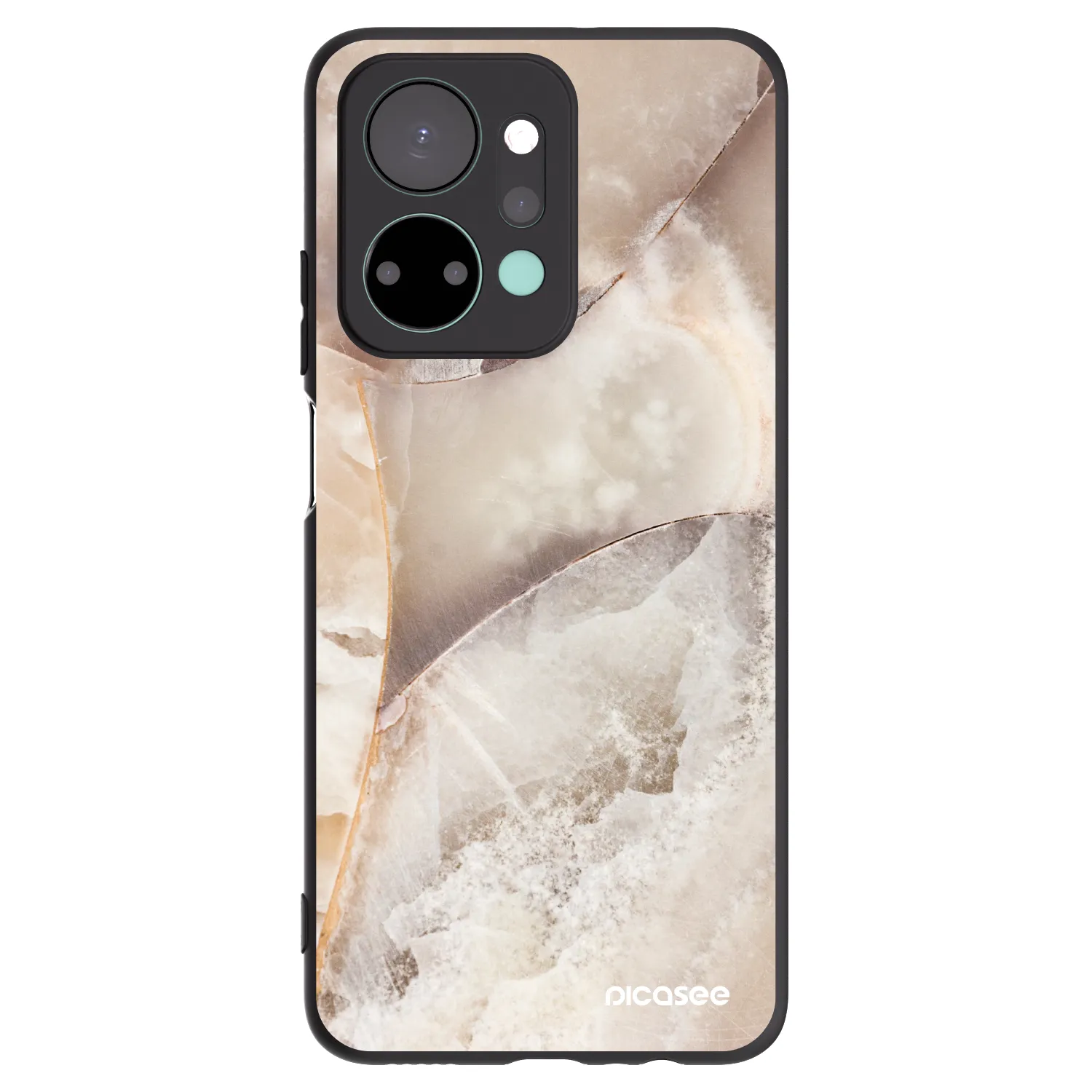 Picasee silikonowe czarne etui na Honor X7a - Cream marble