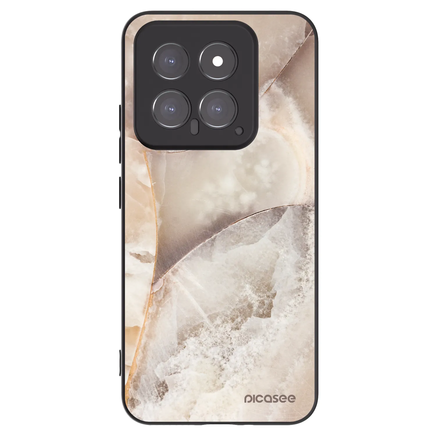 Picasee silikonowe czarne etui na Xiaomi 14 - Cream marble