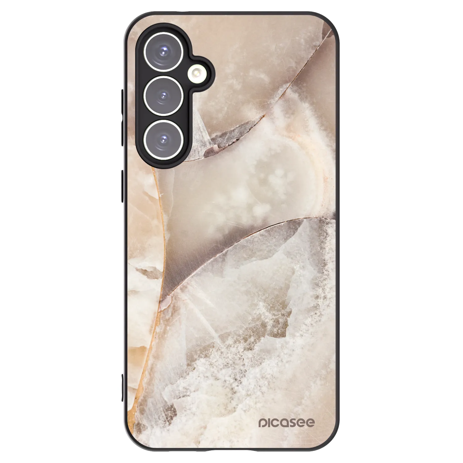 Picasee silikonowe czarne etui na Samsung Galaxy S23 FE S711B - Cream marble