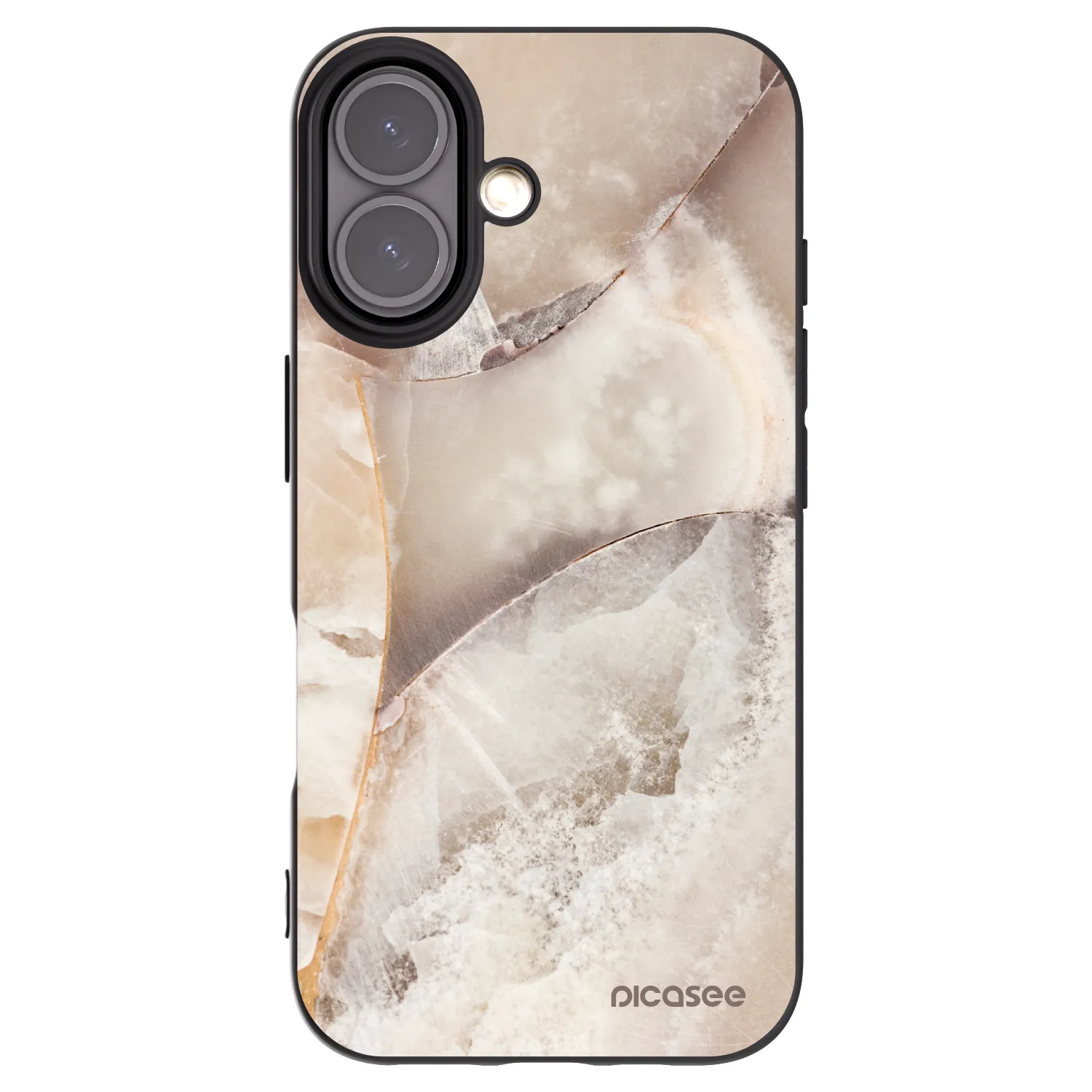 Picasee silikonowe czarne etui na Apple iPhone 16 - Cream marble