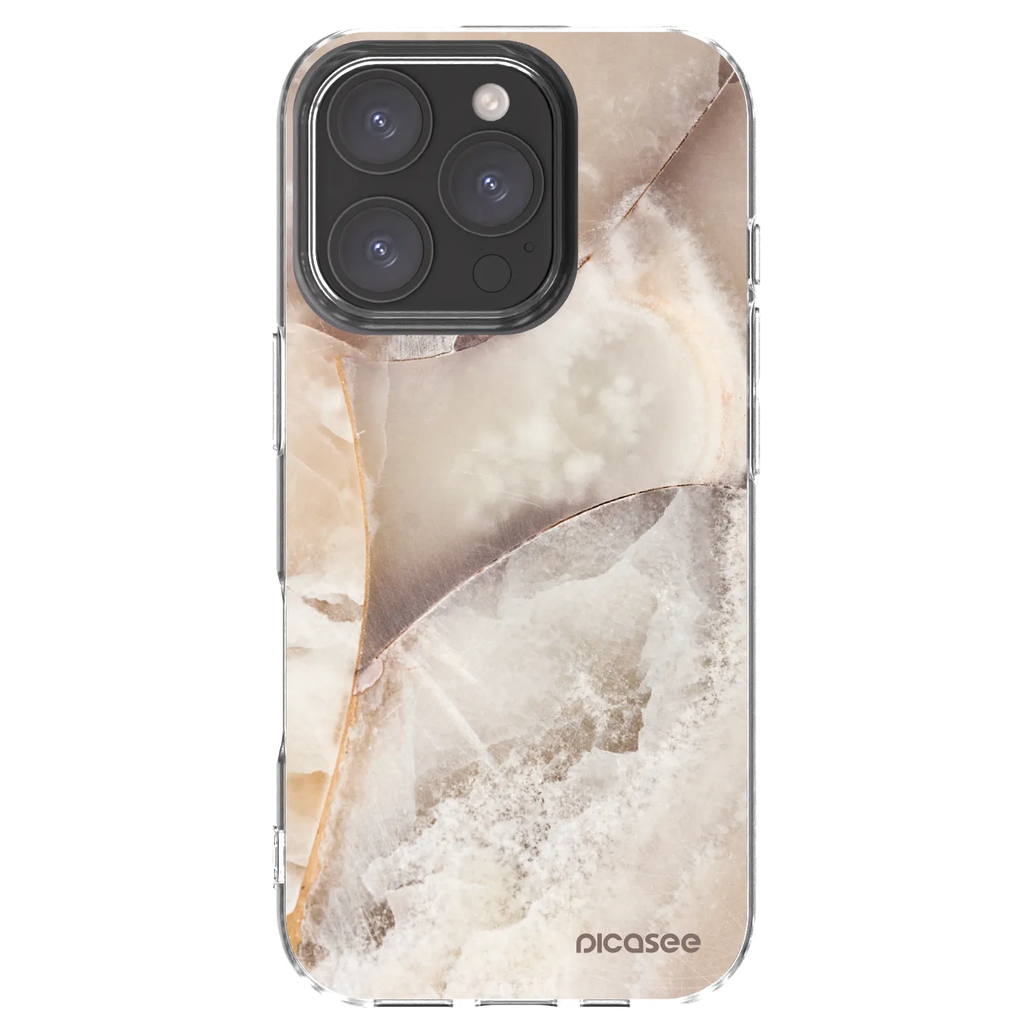 Picasee silikonowe przeźroczyste etui na Apple iPhone 16 Pro - Cream marble