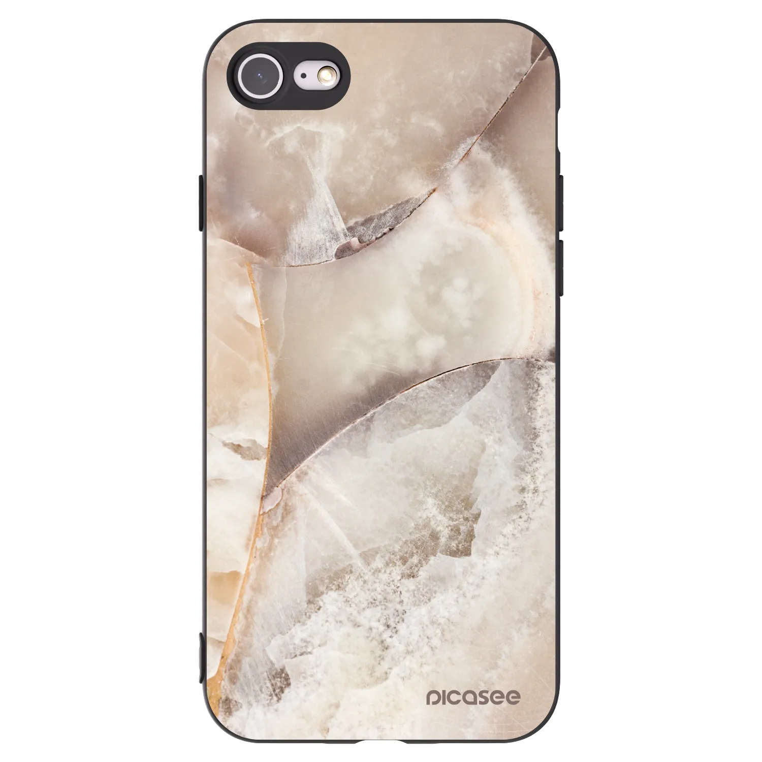 Picasee silikonowe czarne etui na Apple iPhone 8 - Cream marble