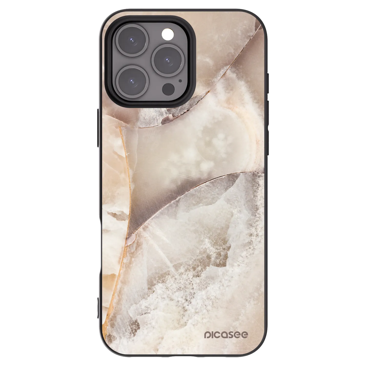 Picasee silikonowe czarne etui na Apple iPhone 16 Pro Max - Cream marble