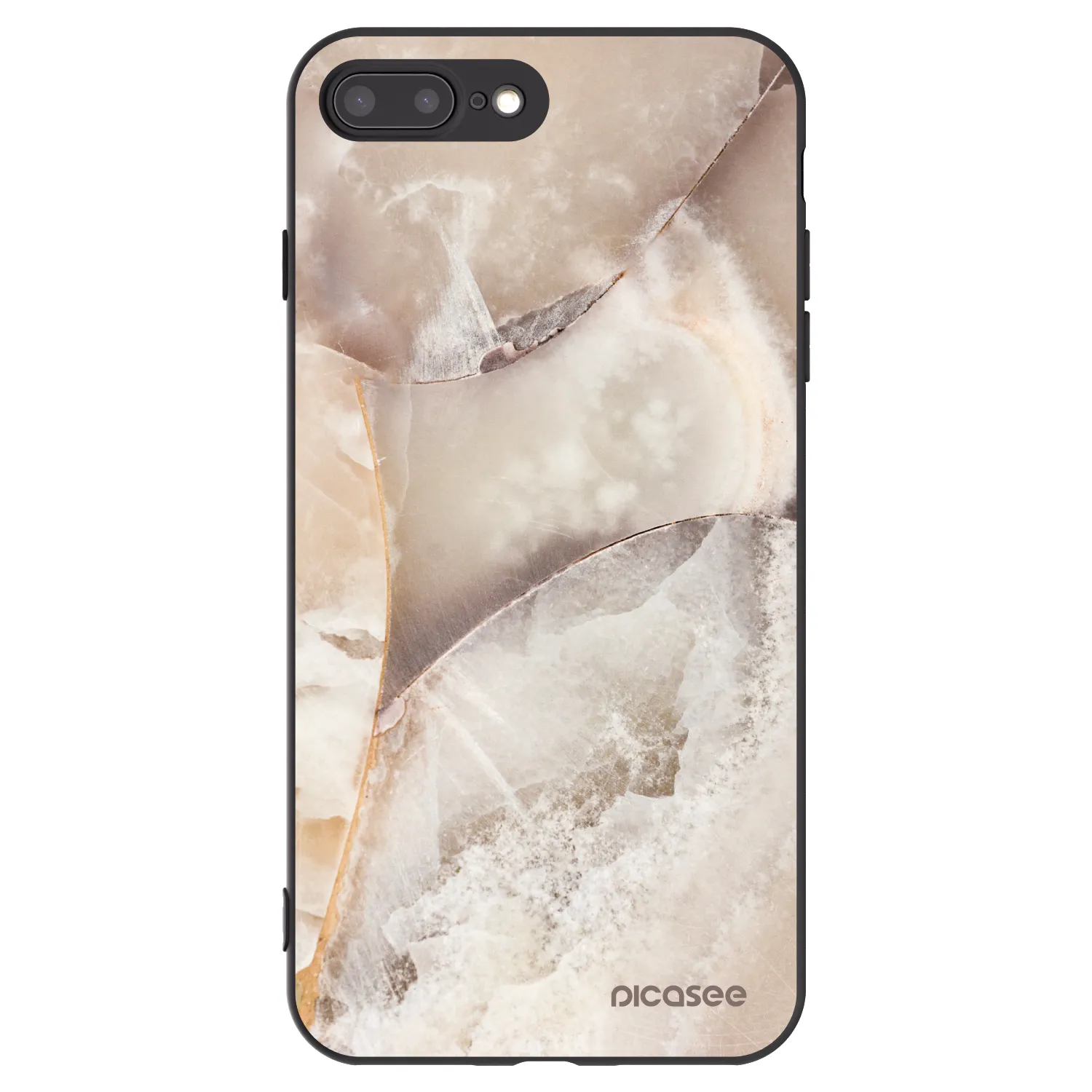 Picasee silikonowe czarne etui na Apple iPhone 8 Plus - Cream marble