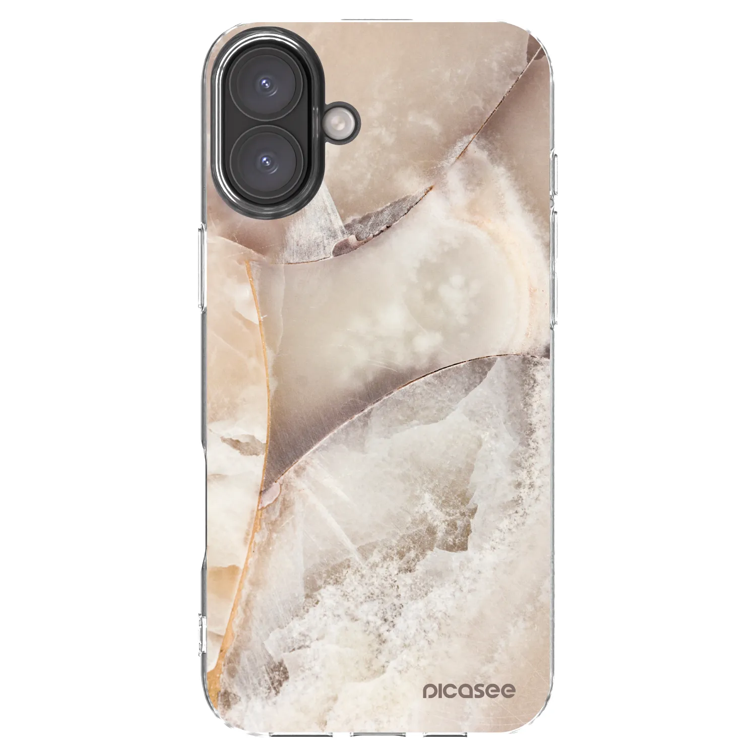 Picasee silikonowe przeźroczyste etui na Apple iPhone 16 Plus - Cream marble