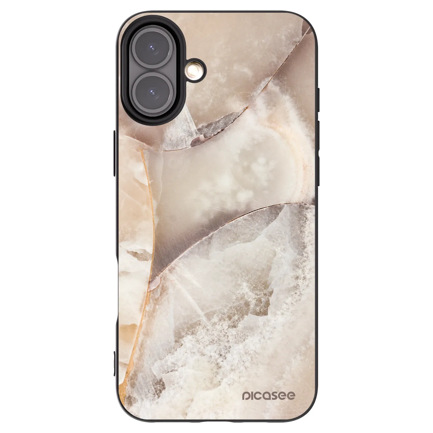 Picasee silikonowe czarne etui na Apple iPhone 16 Plus - Cream marble